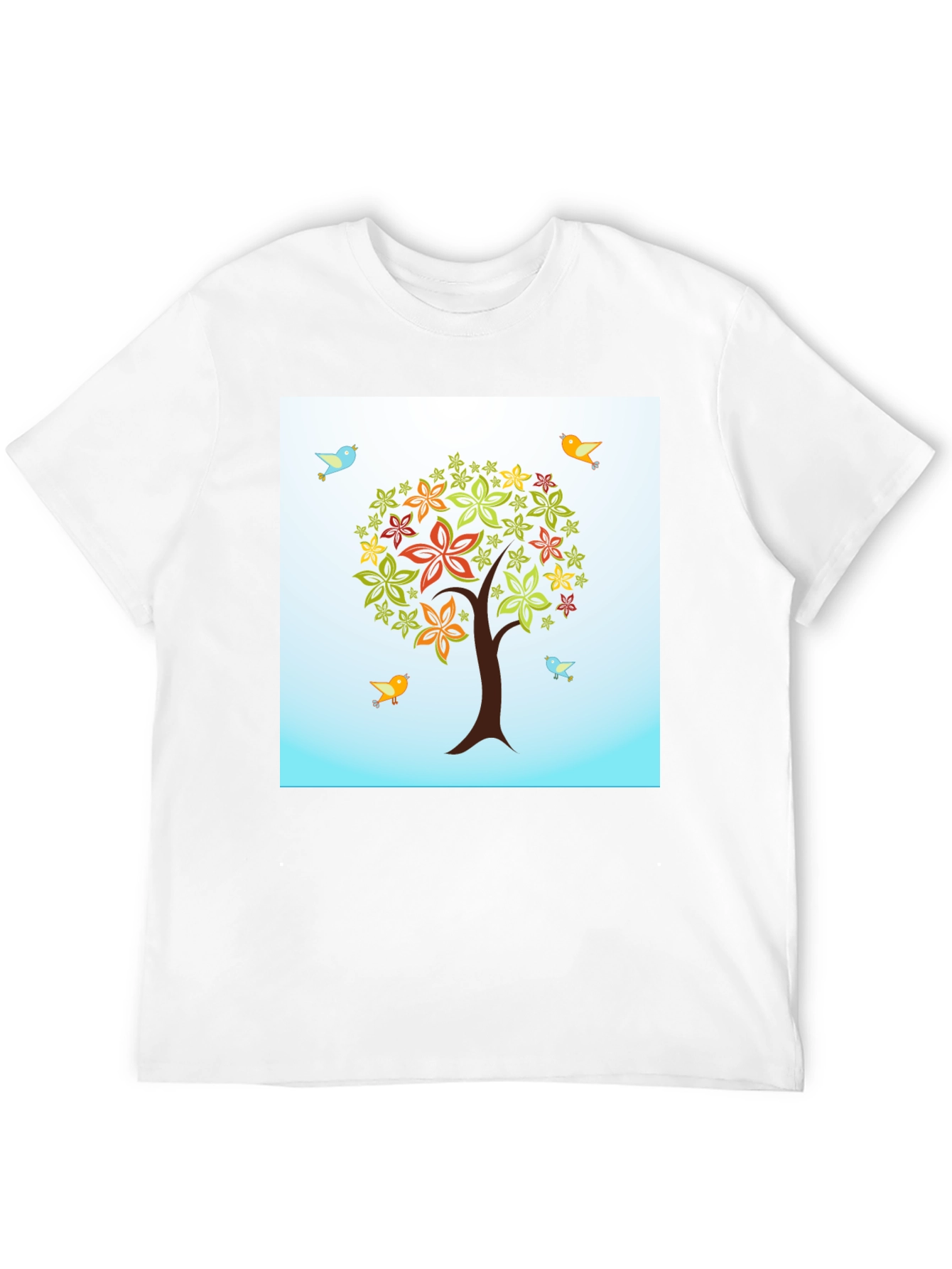 Nature Tree Bird Graphic Tee - Mens Black T-Shirt