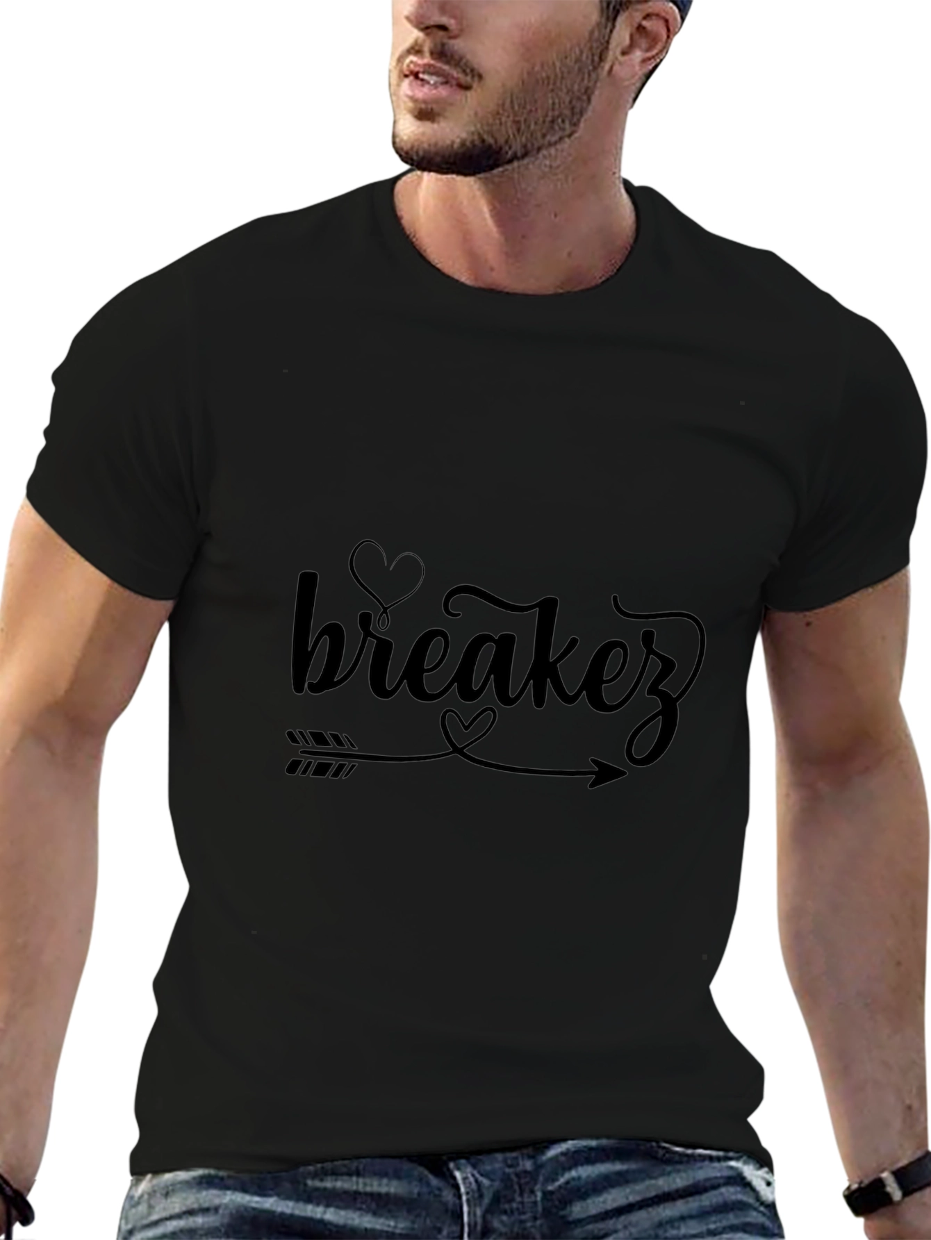 Breakerz Heart Arrow Graphic Black T-Shirt