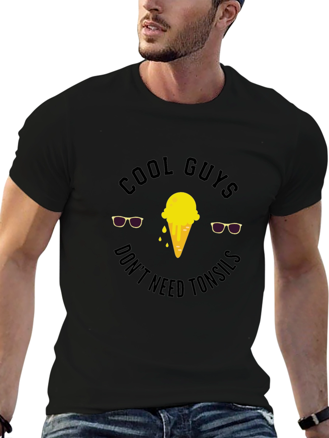 Cool Guys Ice Cream Graphic Tee - Black