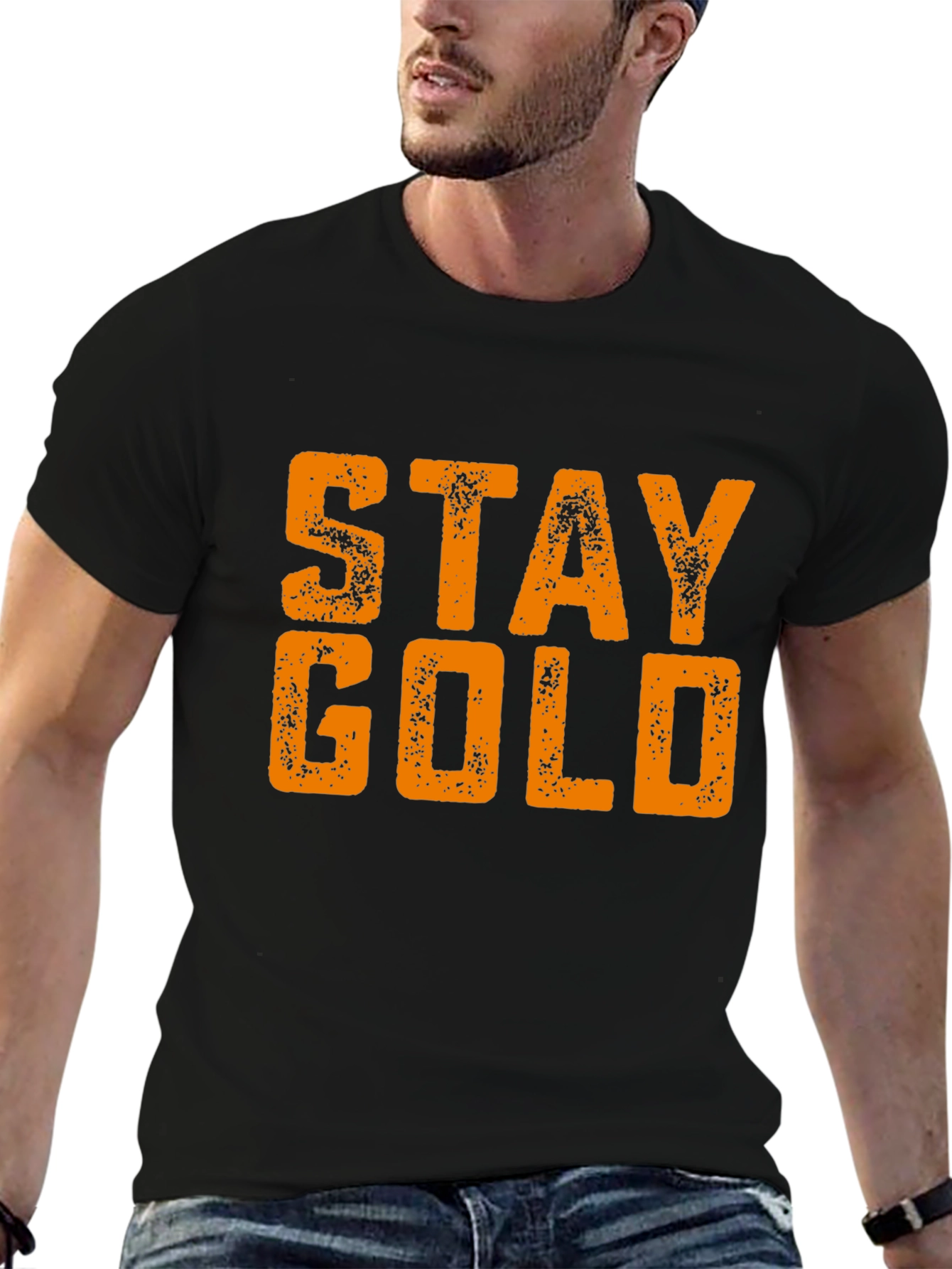 Stay Gold Graphic Print Black T-Shirt