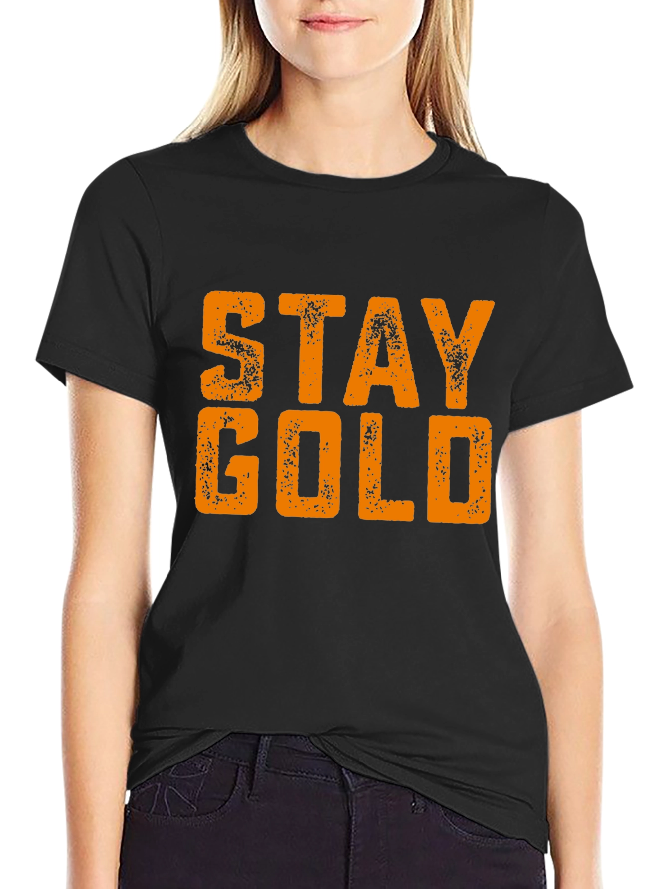 Stay Gold Graphic Print Black T-Shirt