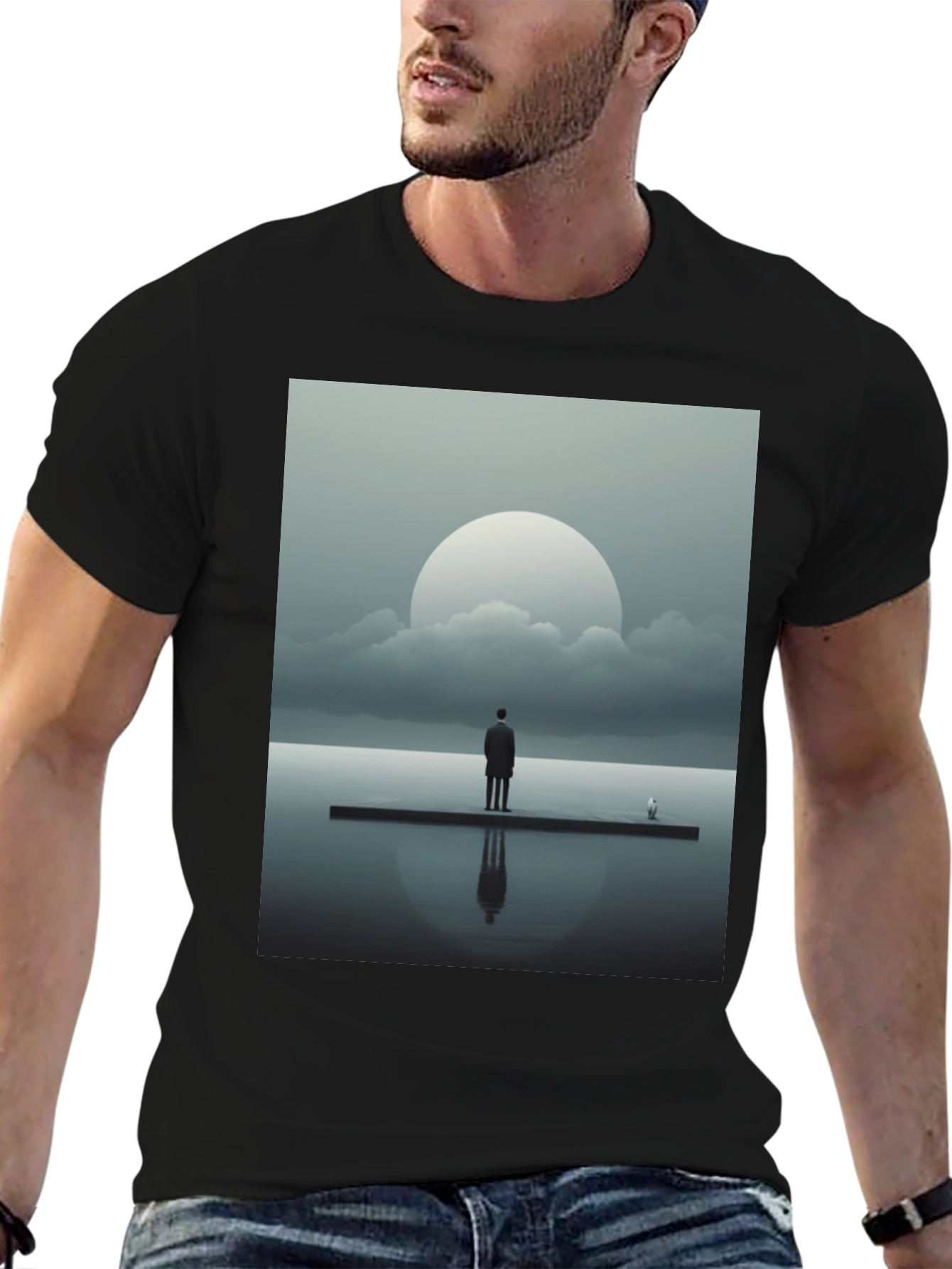 Abstract Man on Dock Graphic Tee