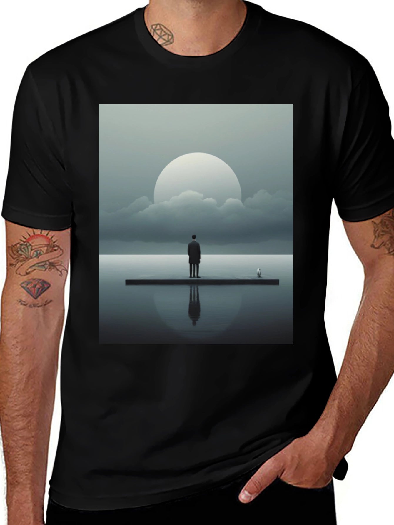 Abstract Man on Dock Graphic Tee