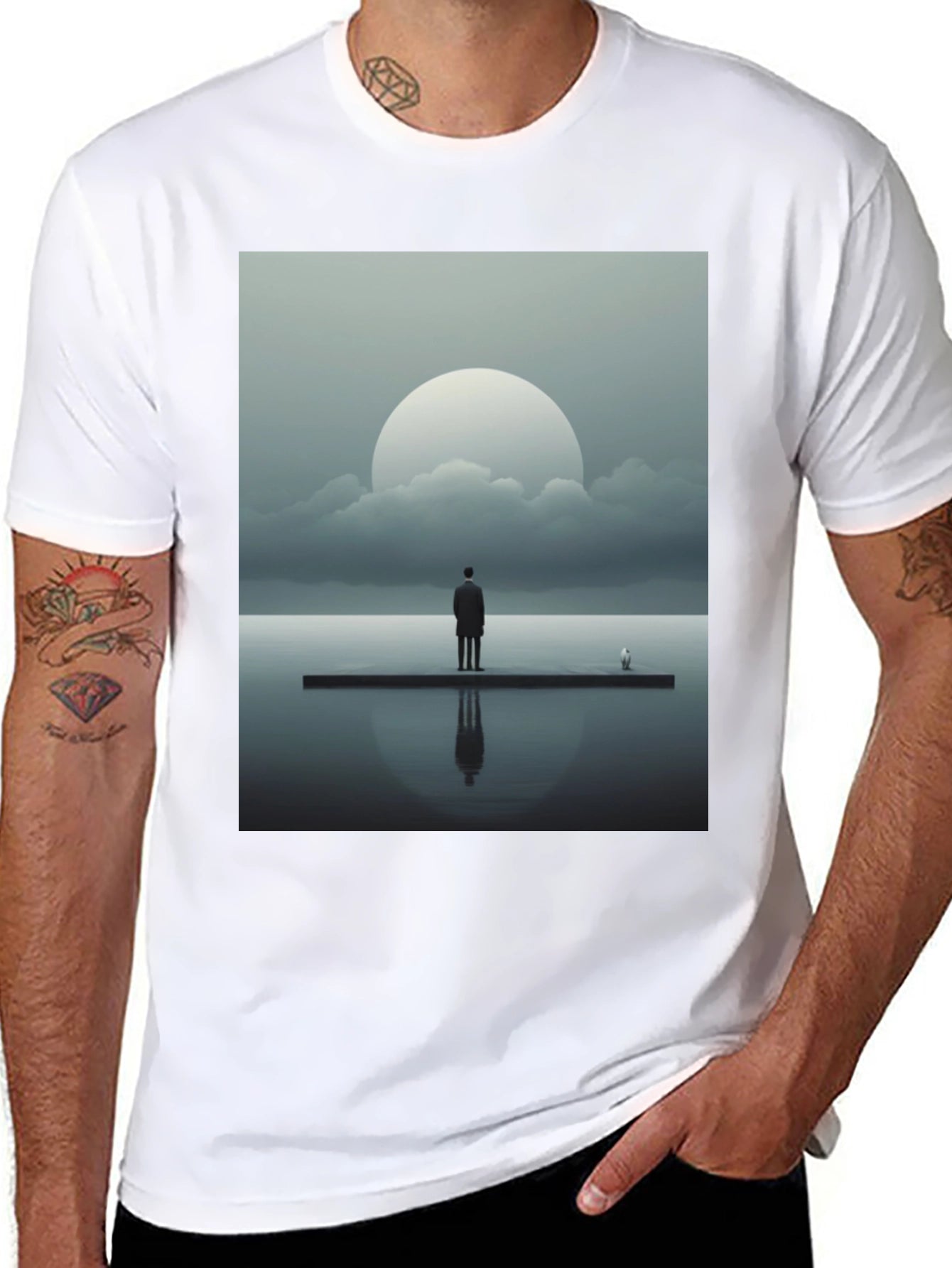 Abstract Man on Dock Graphic Tee