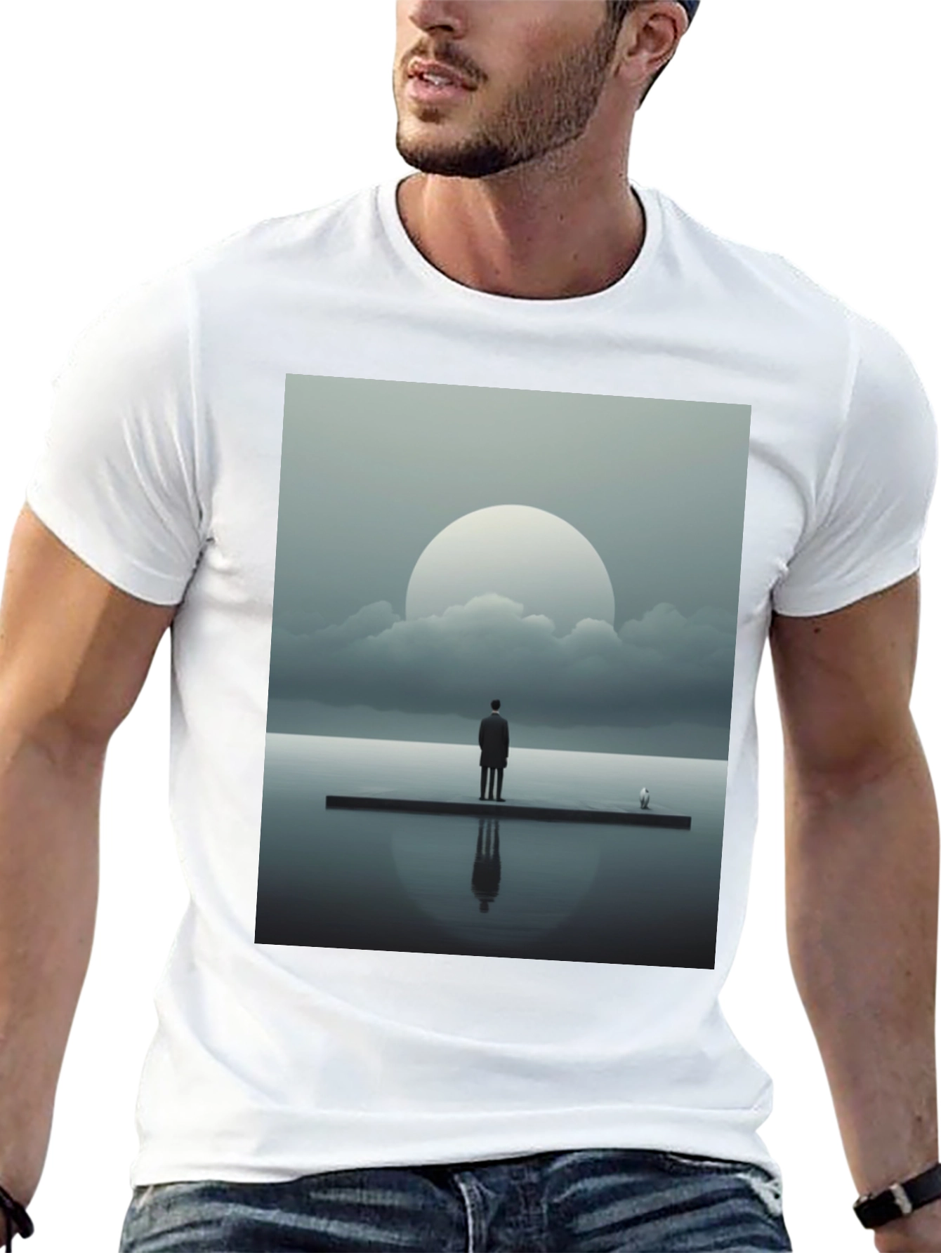Abstract Man on Dock Graphic Tee