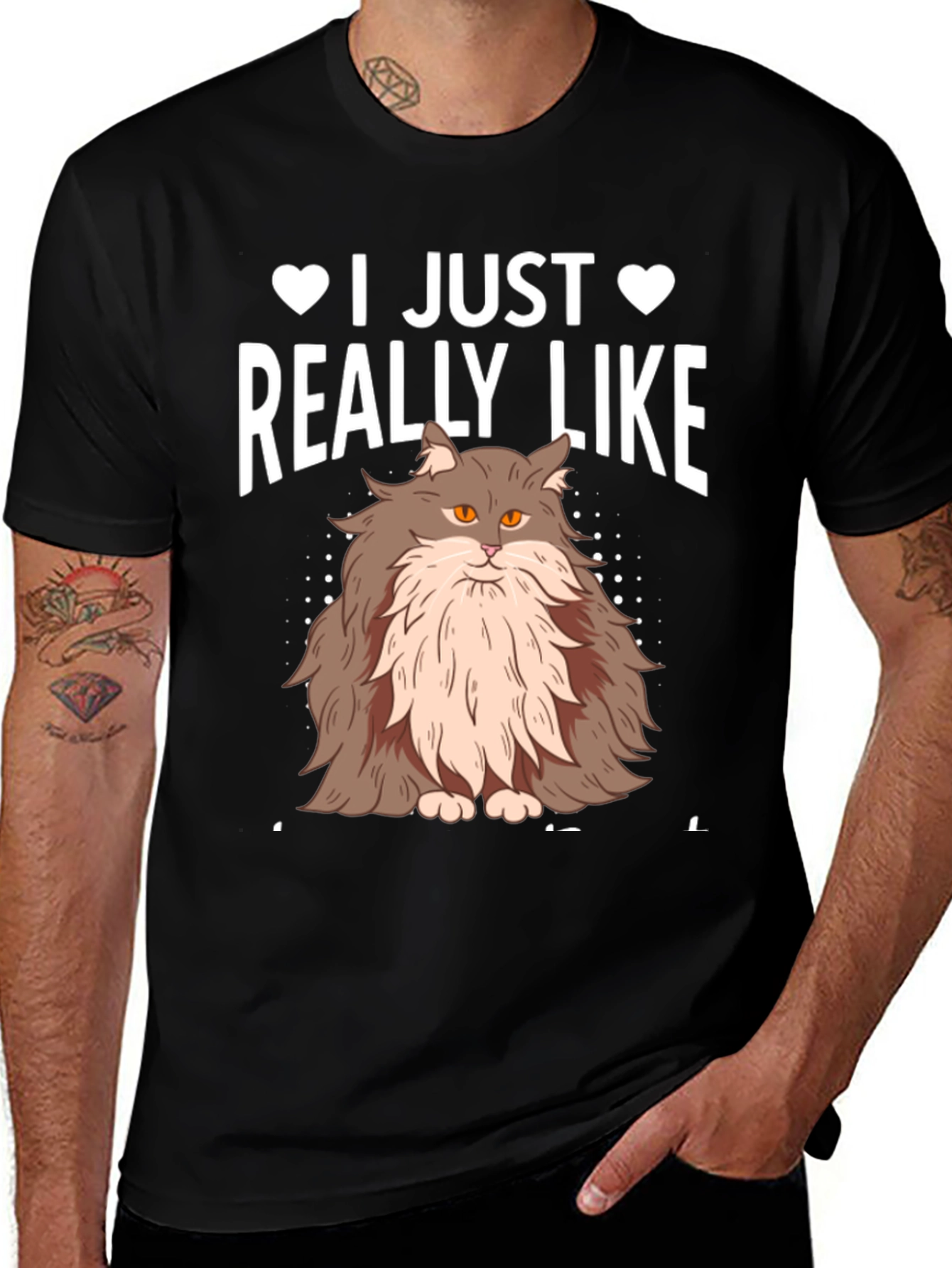 I Just Really Like Cats Black T-Shirt