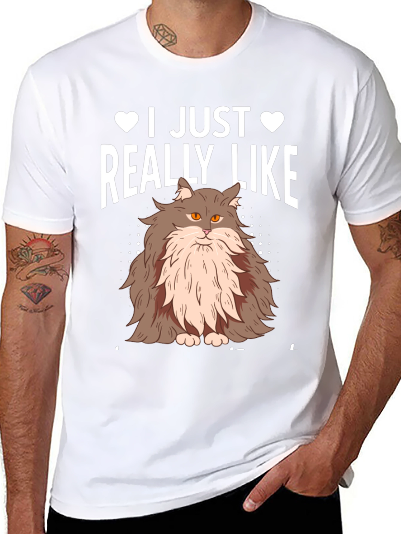 I Just Really Like Cats Black T-Shirt