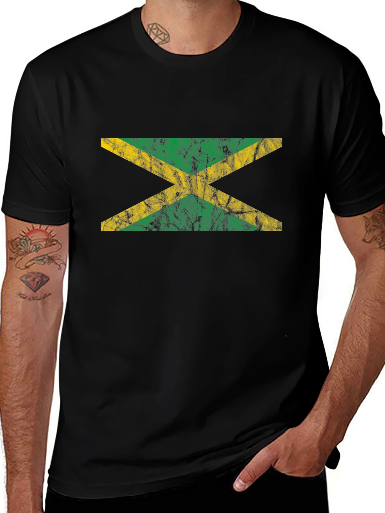 Jamaica Flag T-Shirt - Distressed Look Tee