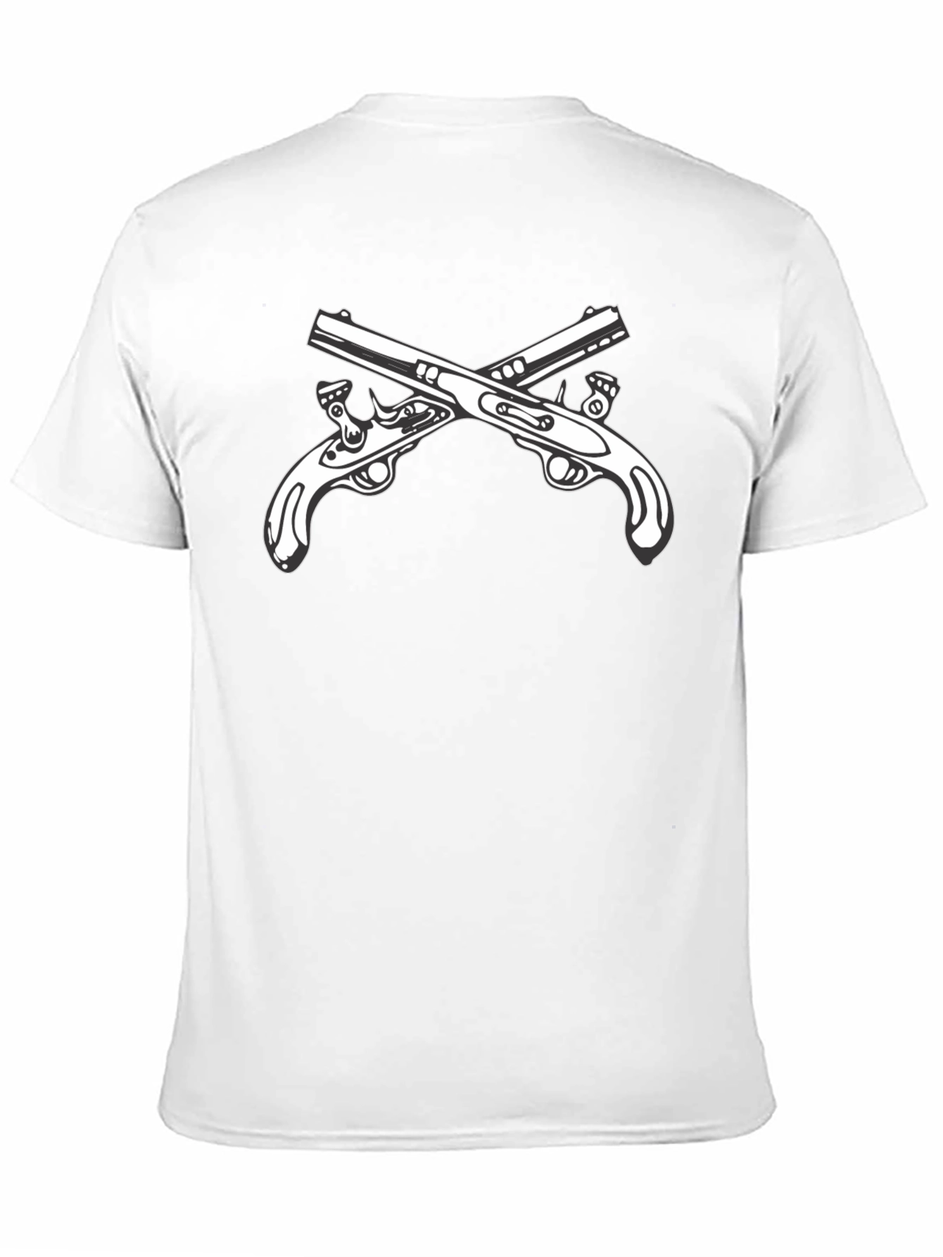 Black T-Shirt with Crossed Pistols Graphic