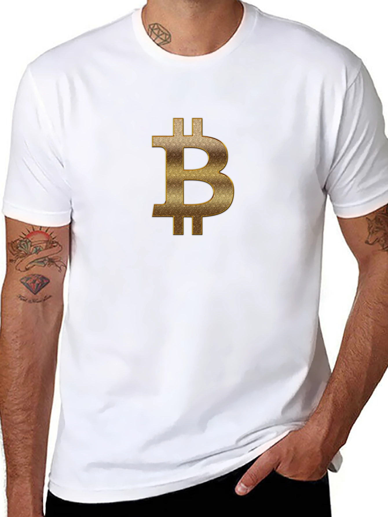 Bitcoin Symbol Black Tee - Golden B Design