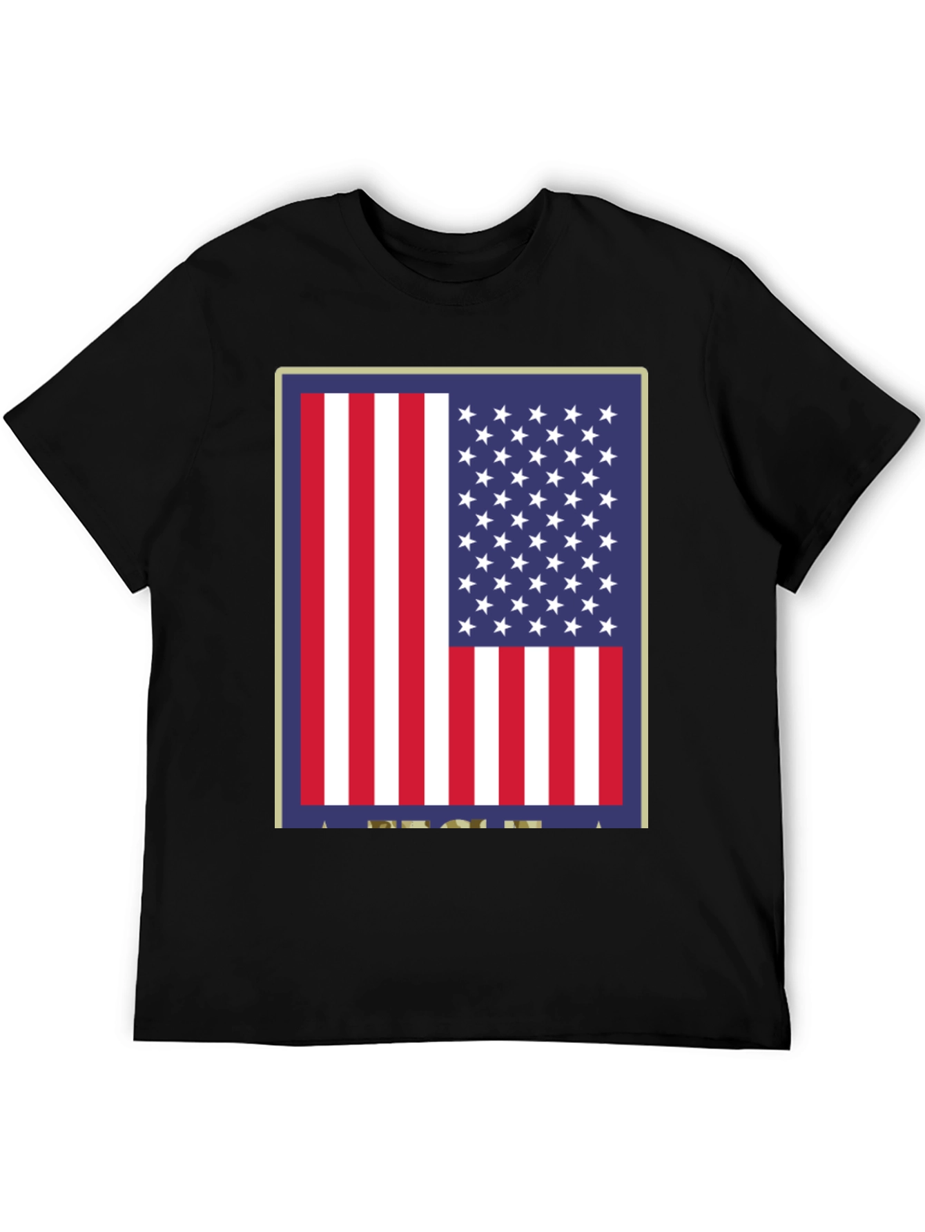 American Flag Graphic Print Black T-Shirt