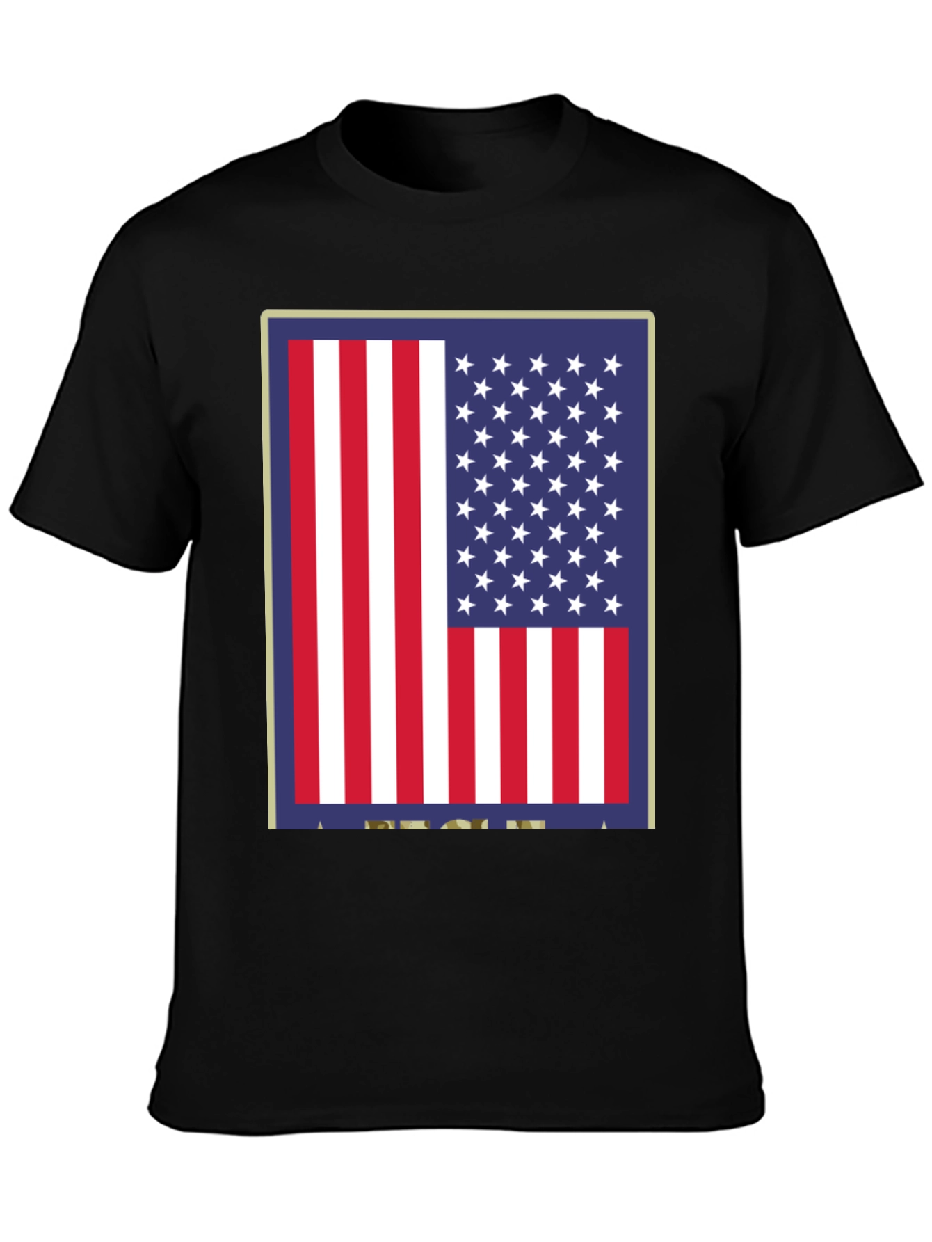American Flag Graphic Print Black T-Shirt