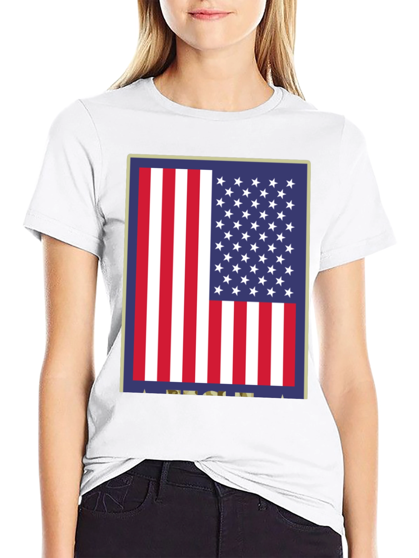 American Flag Graphic Print Black T-Shirt