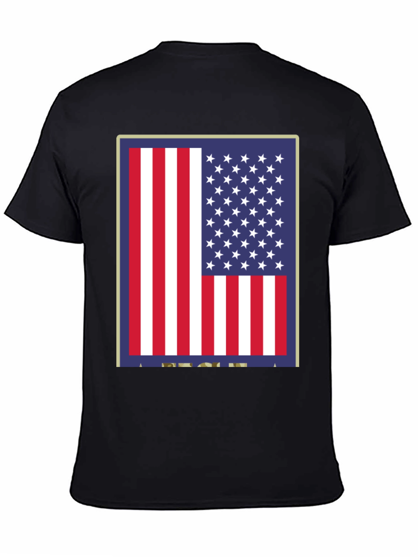 American Flag Graphic Print Black T-Shirt