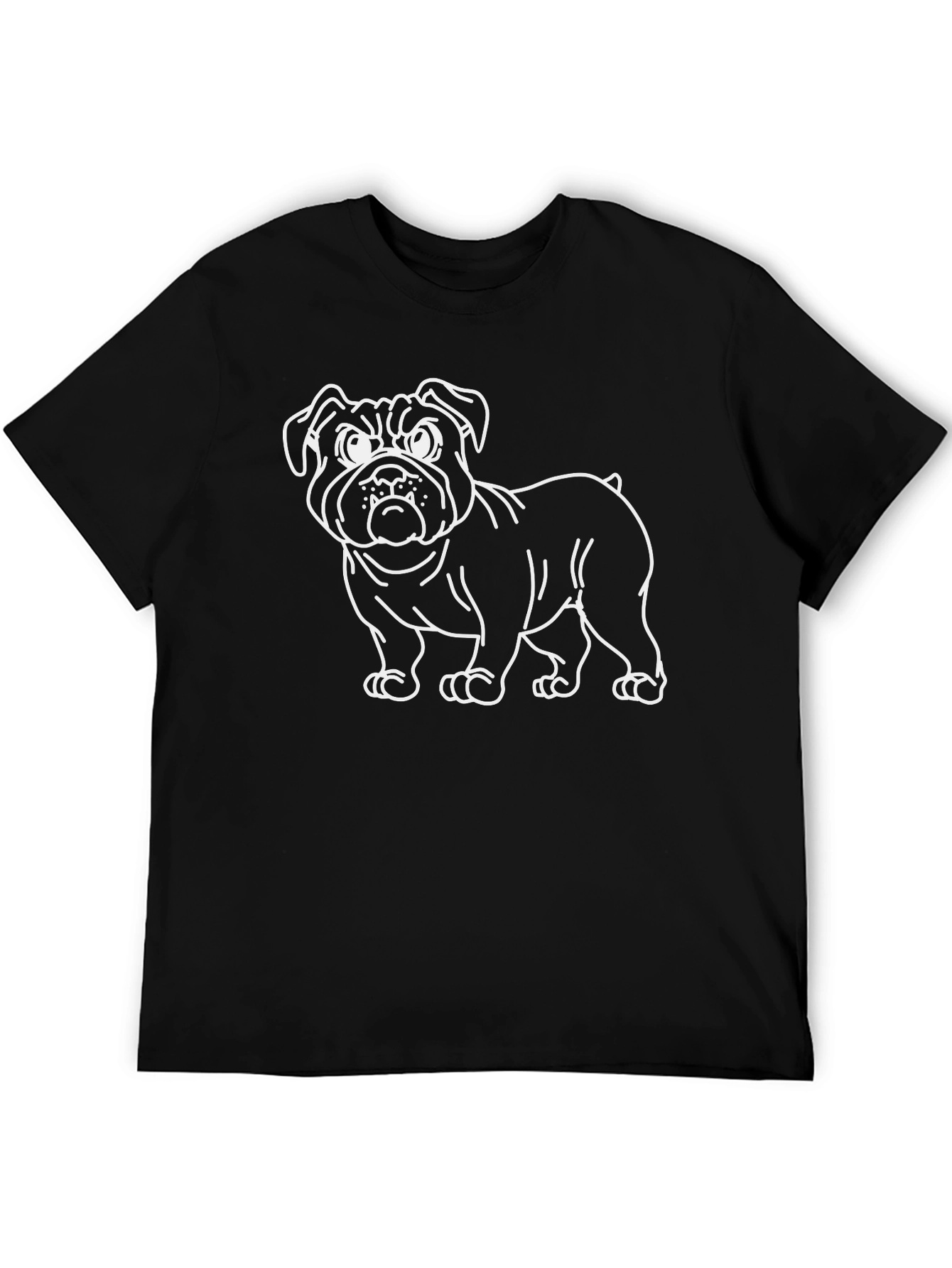 Bulldog Outline Graphic Tee - Black Cotton Blend Shirt