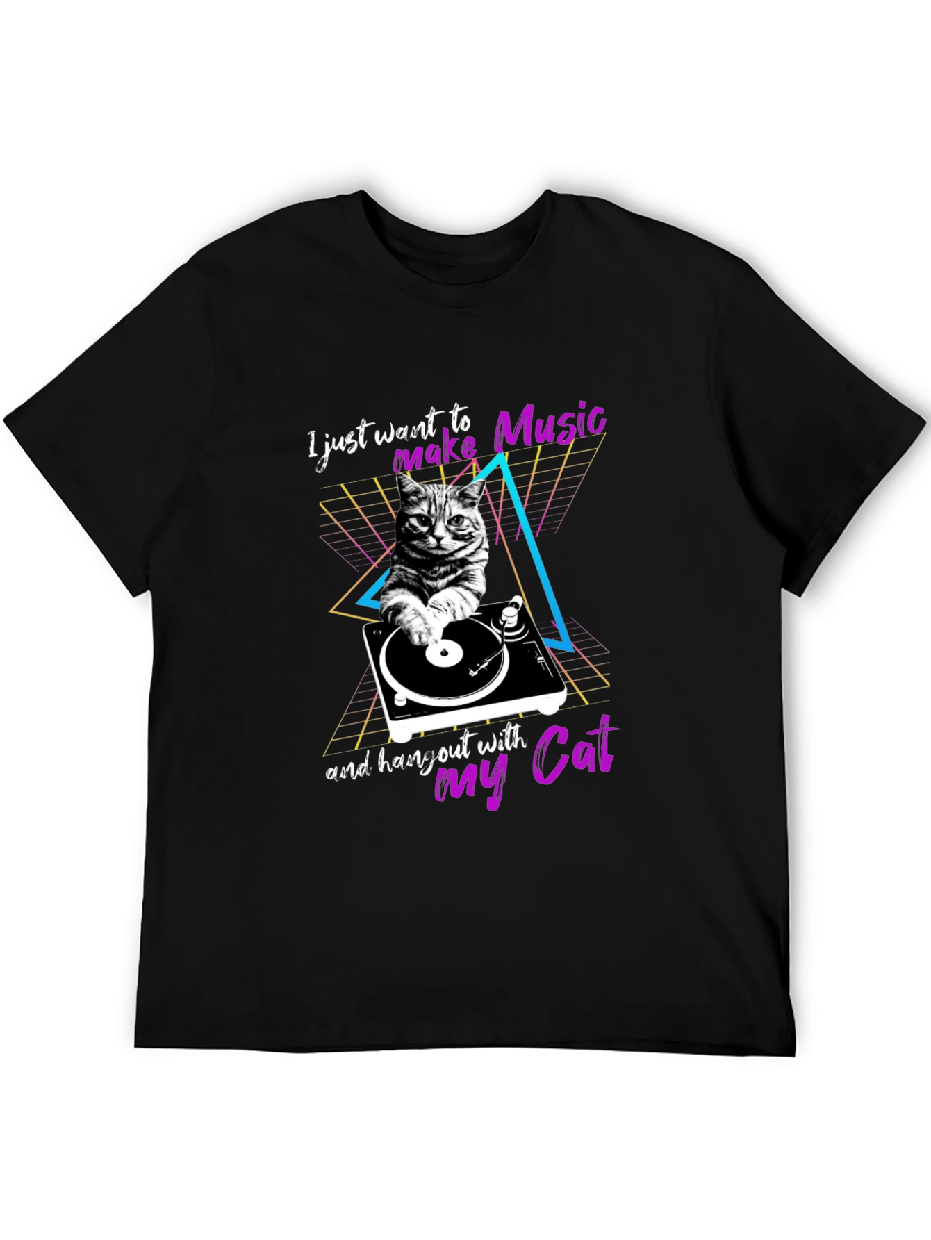 Retro Cat DJ T-Shirt - Music Lover Tee