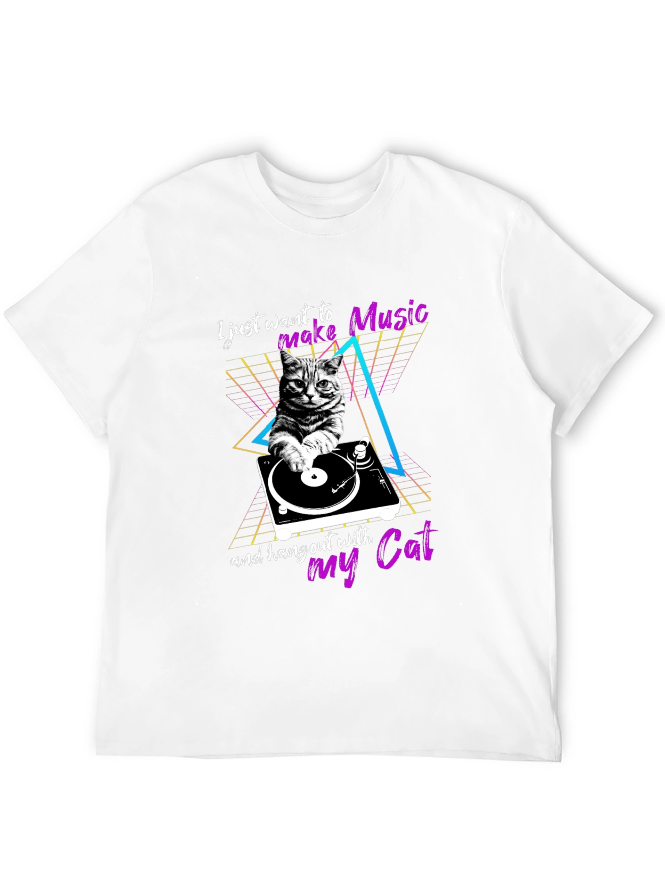 Retro Cat DJ T-Shirt - Music Lover Tee