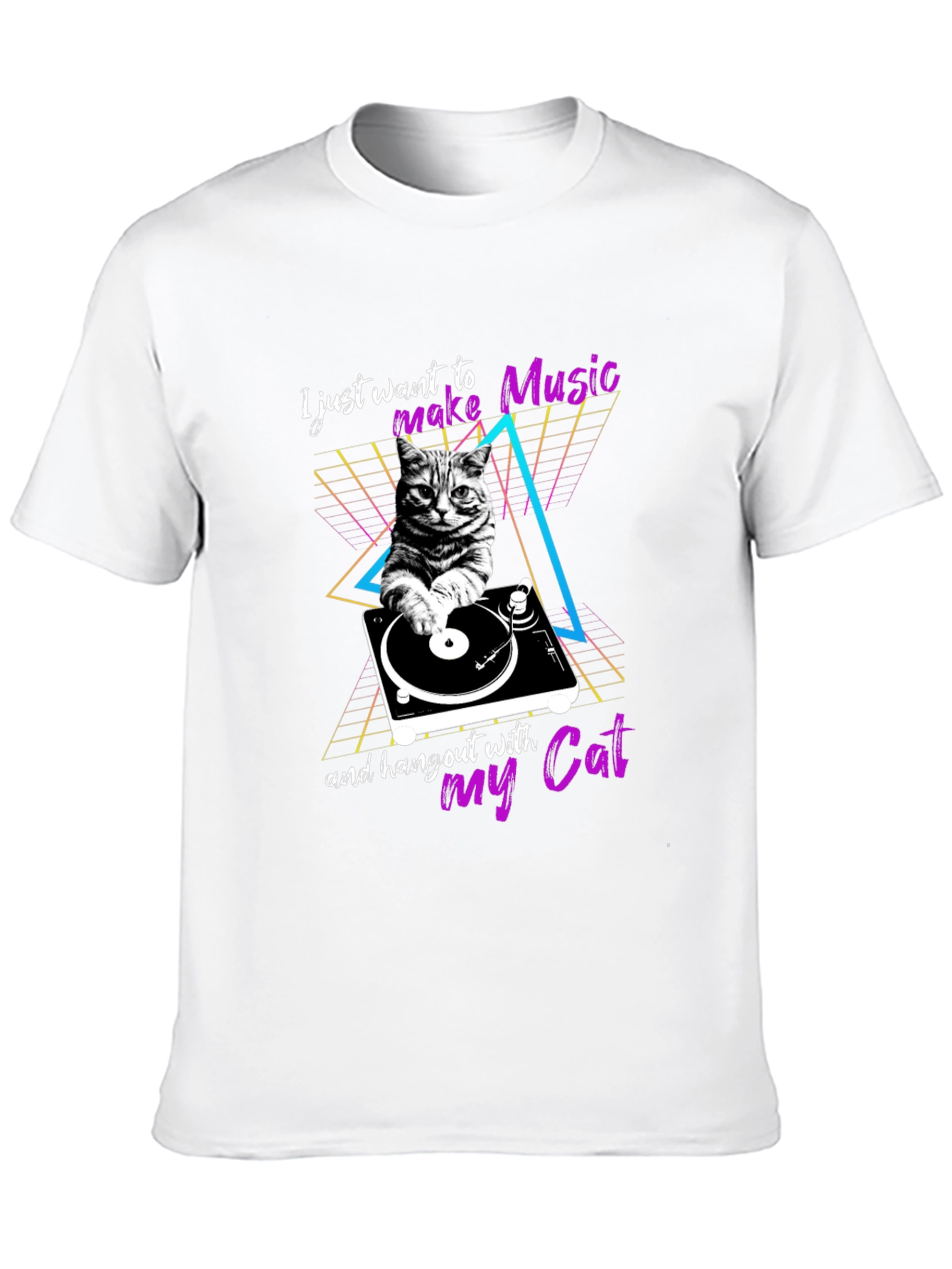 Retro Cat DJ T-Shirt - Music Lover Tee