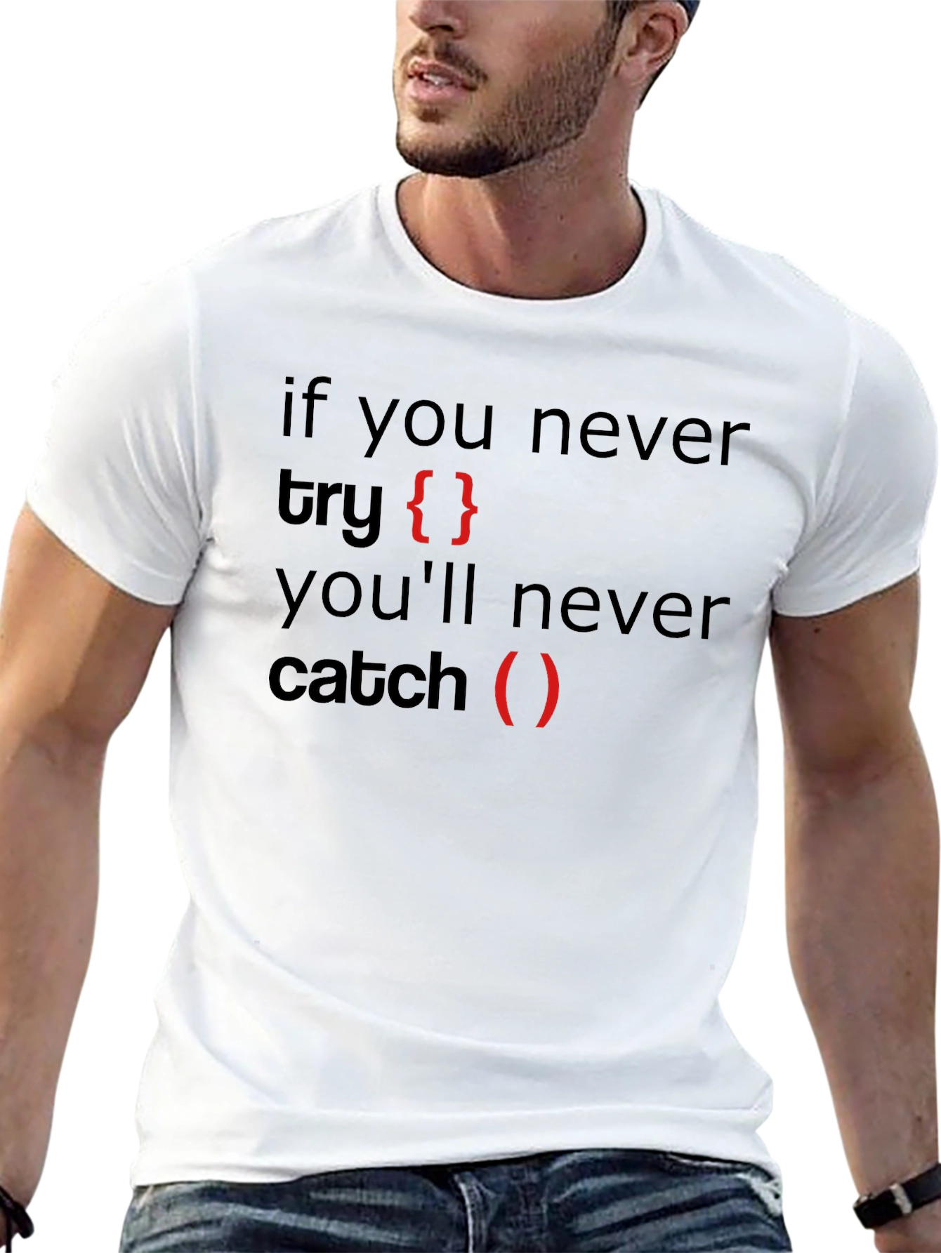 Coders Black T-Shirt: Try Catch Programming Humor