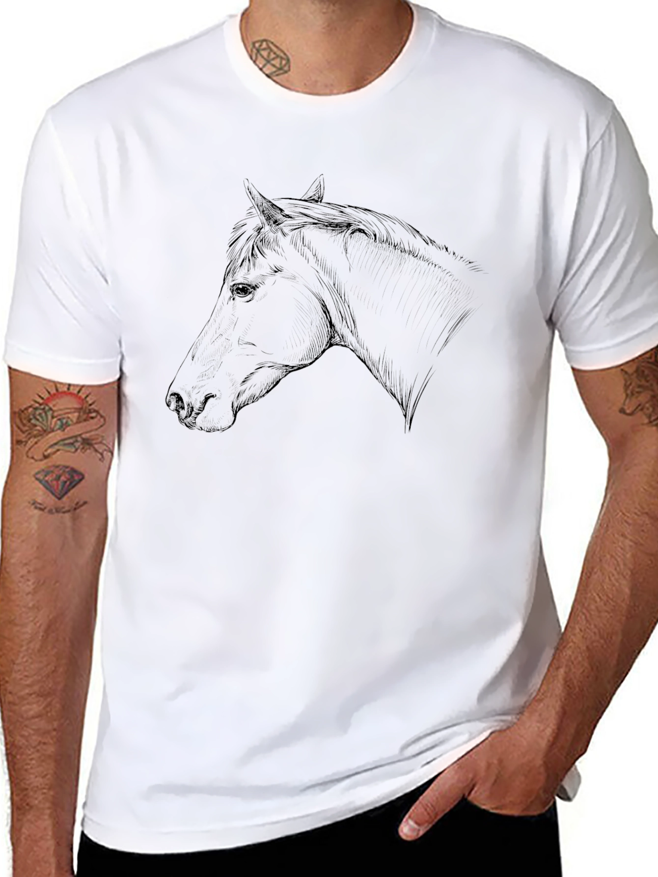 Black Horse Graphic Tee - Classic Style