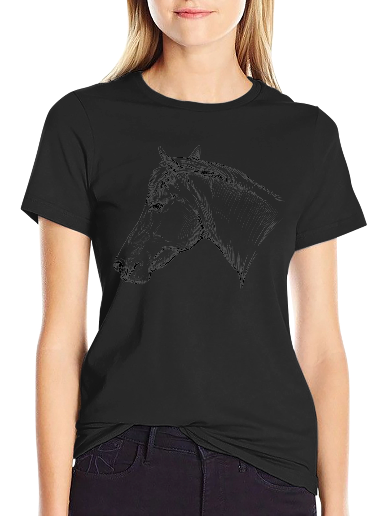 Black Horse Graphic Tee - Classic Style