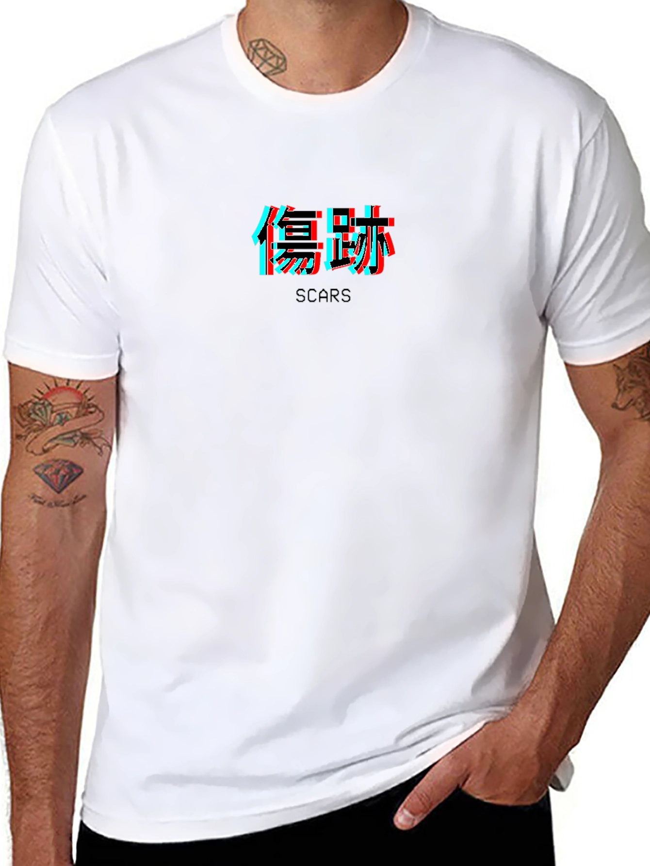 Mens Graphic T-Shirt - Scars Kanji Text