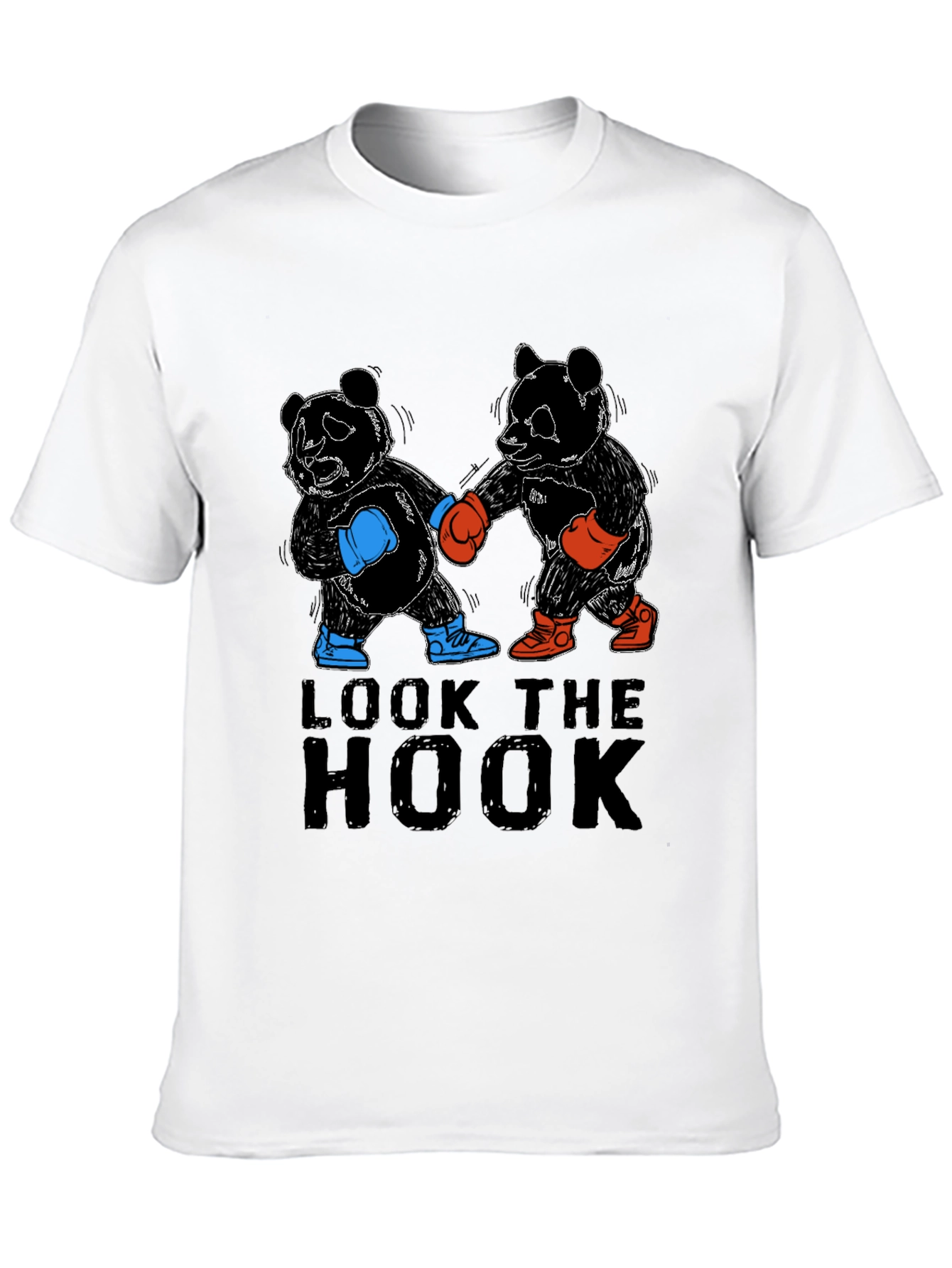 Panda Boxer Graphic T-Shirt Black Casual Cotton Tee