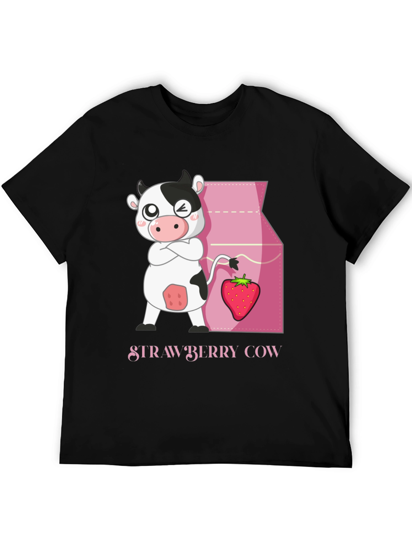 Strawberry Cow Graphic Tee - Cute Cartoon T-Shirt