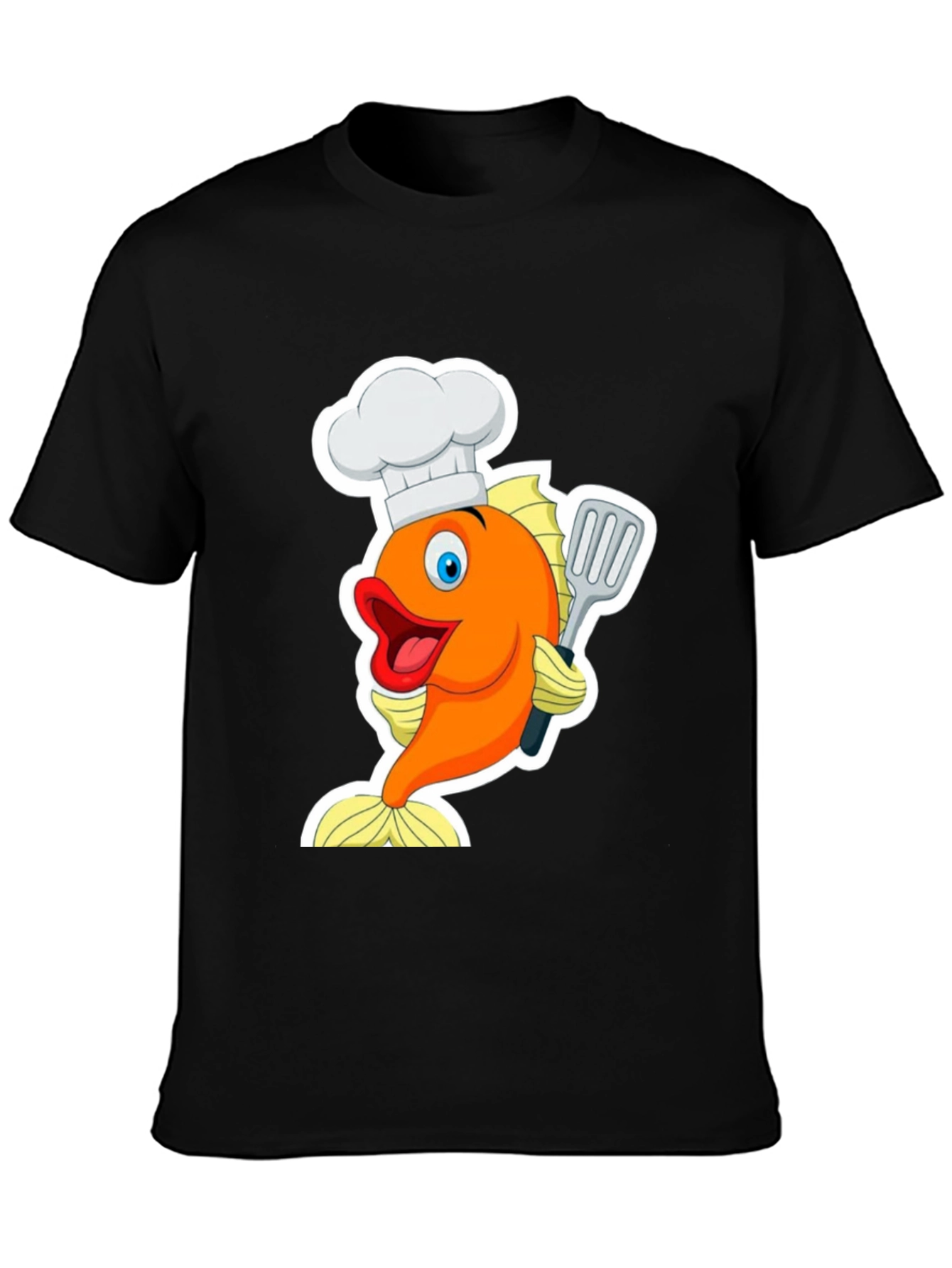 Chef Fish Cartoon Graphic T-Shirt