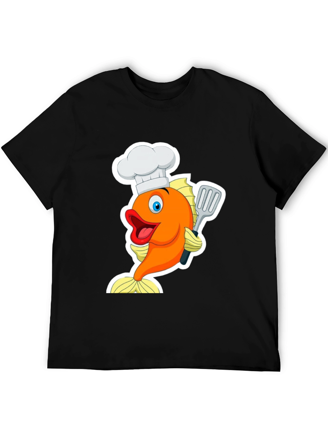 Chef Fish Cartoon Graphic T-Shirt