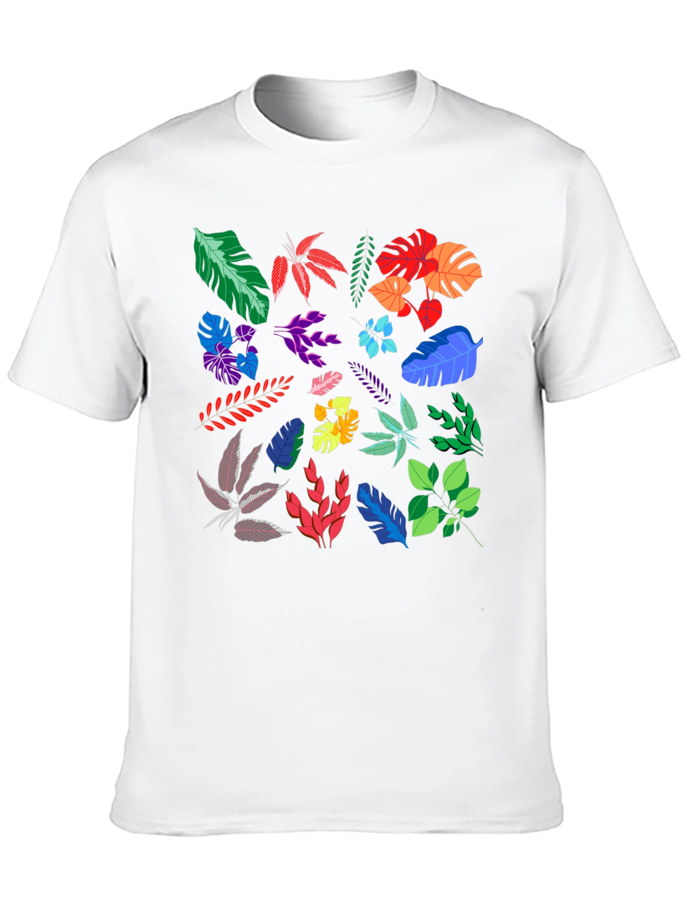 Tropical Leaves Print Black T-Shirt