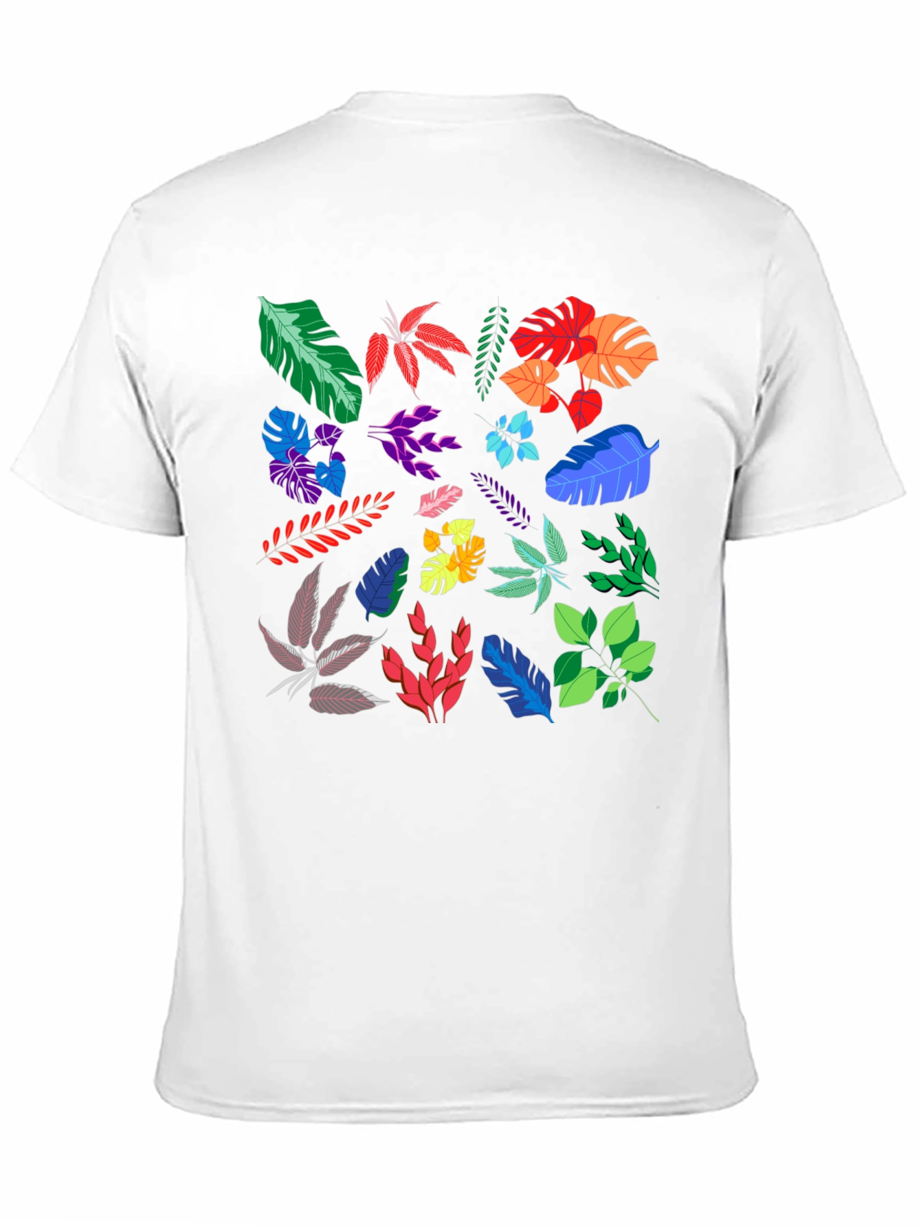 Tropical Leaves Print Black T-Shirt