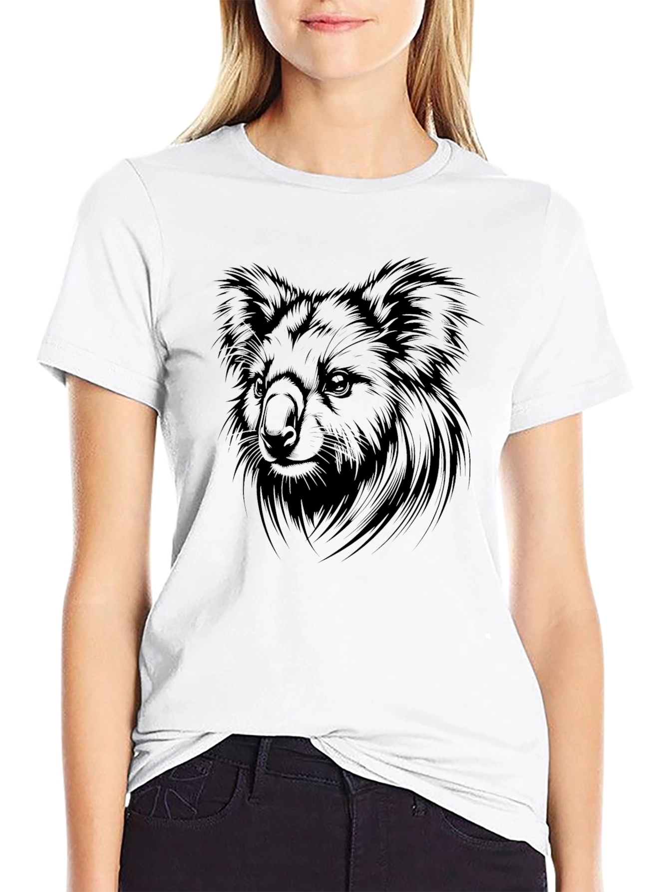 Koala Graphic Print Black T-Shirt