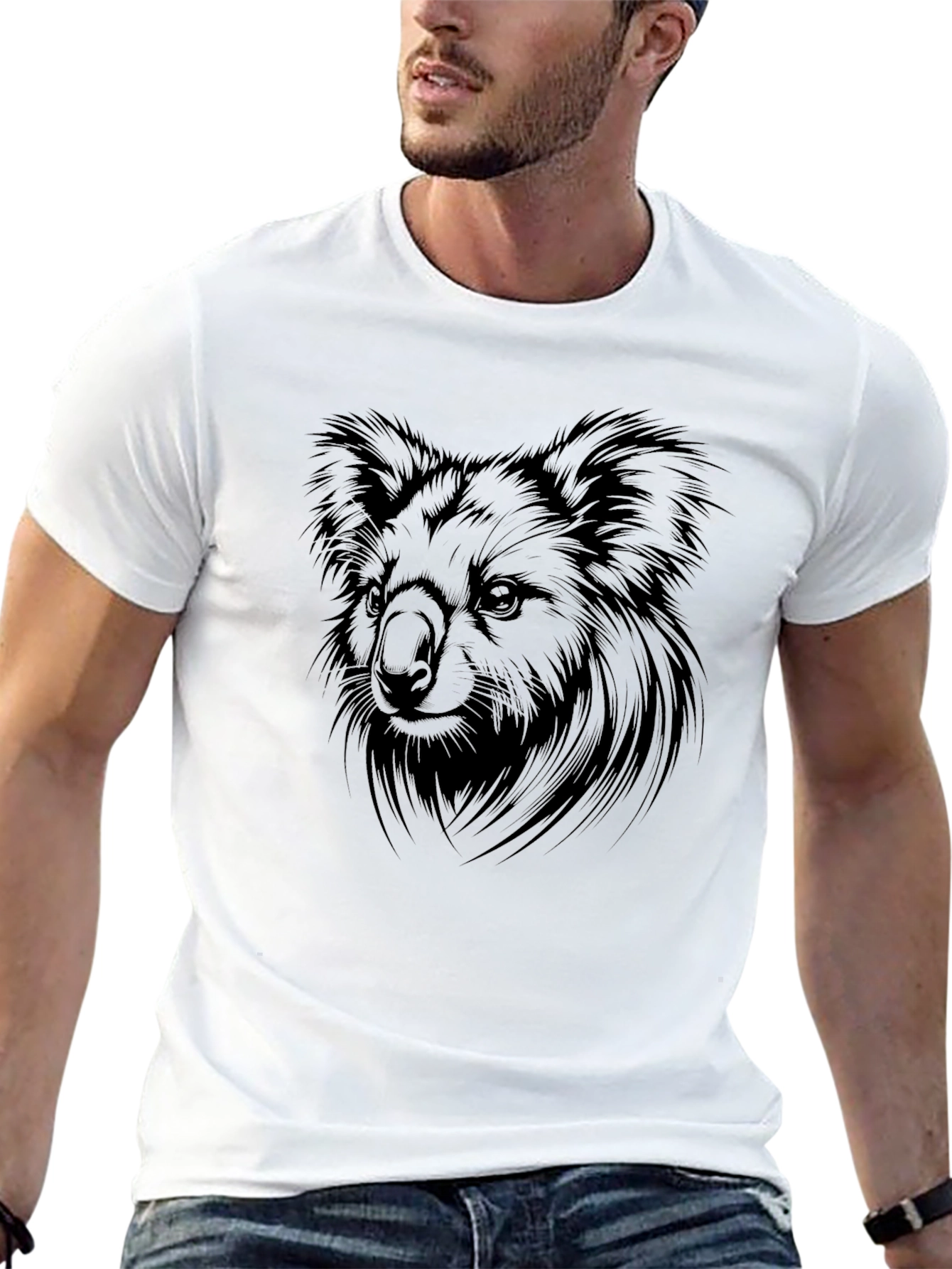 Koala Graphic Print Black T-Shirt