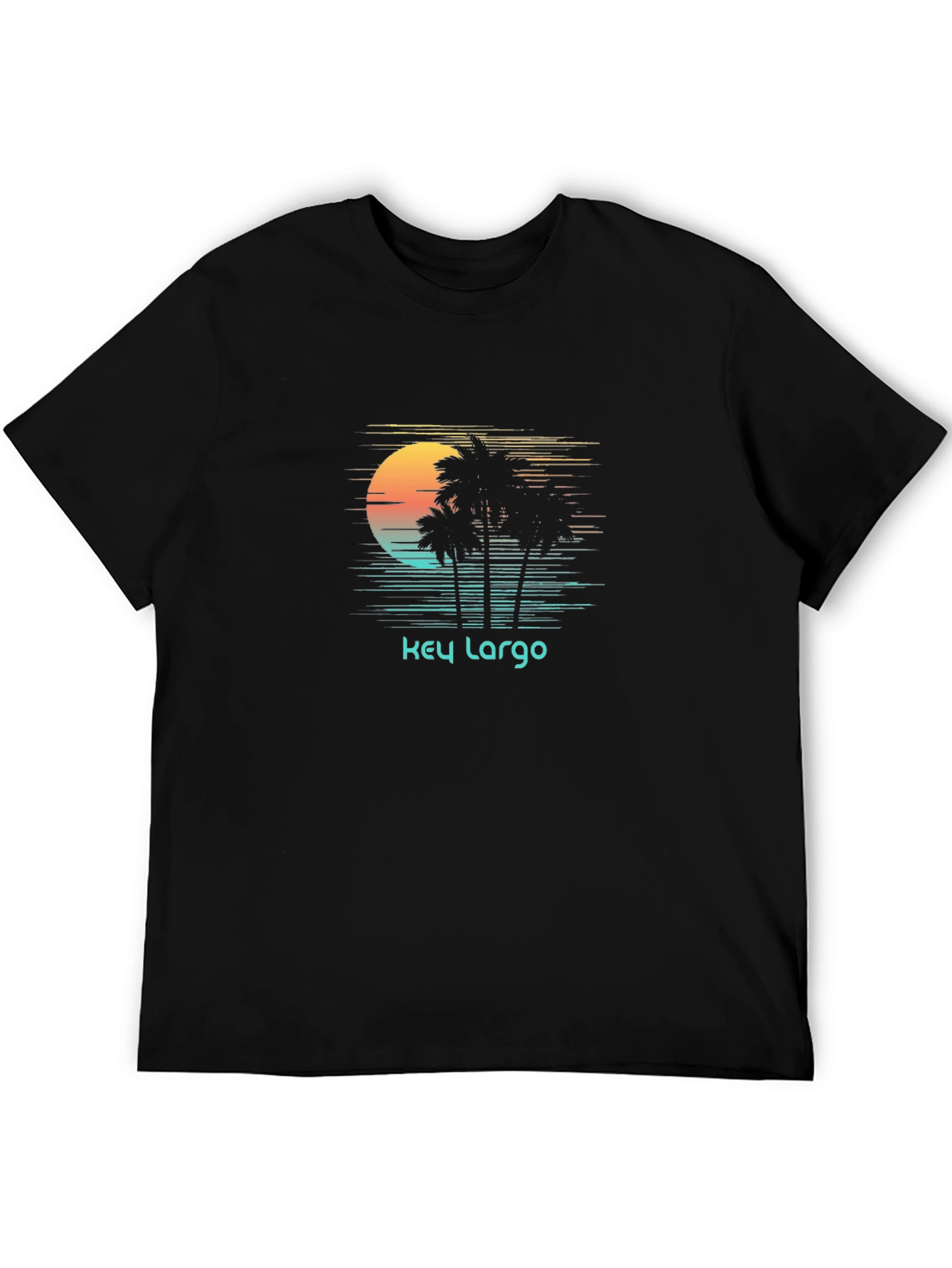 Key Largo Palm Tree Sunset Graphic T-Shirt