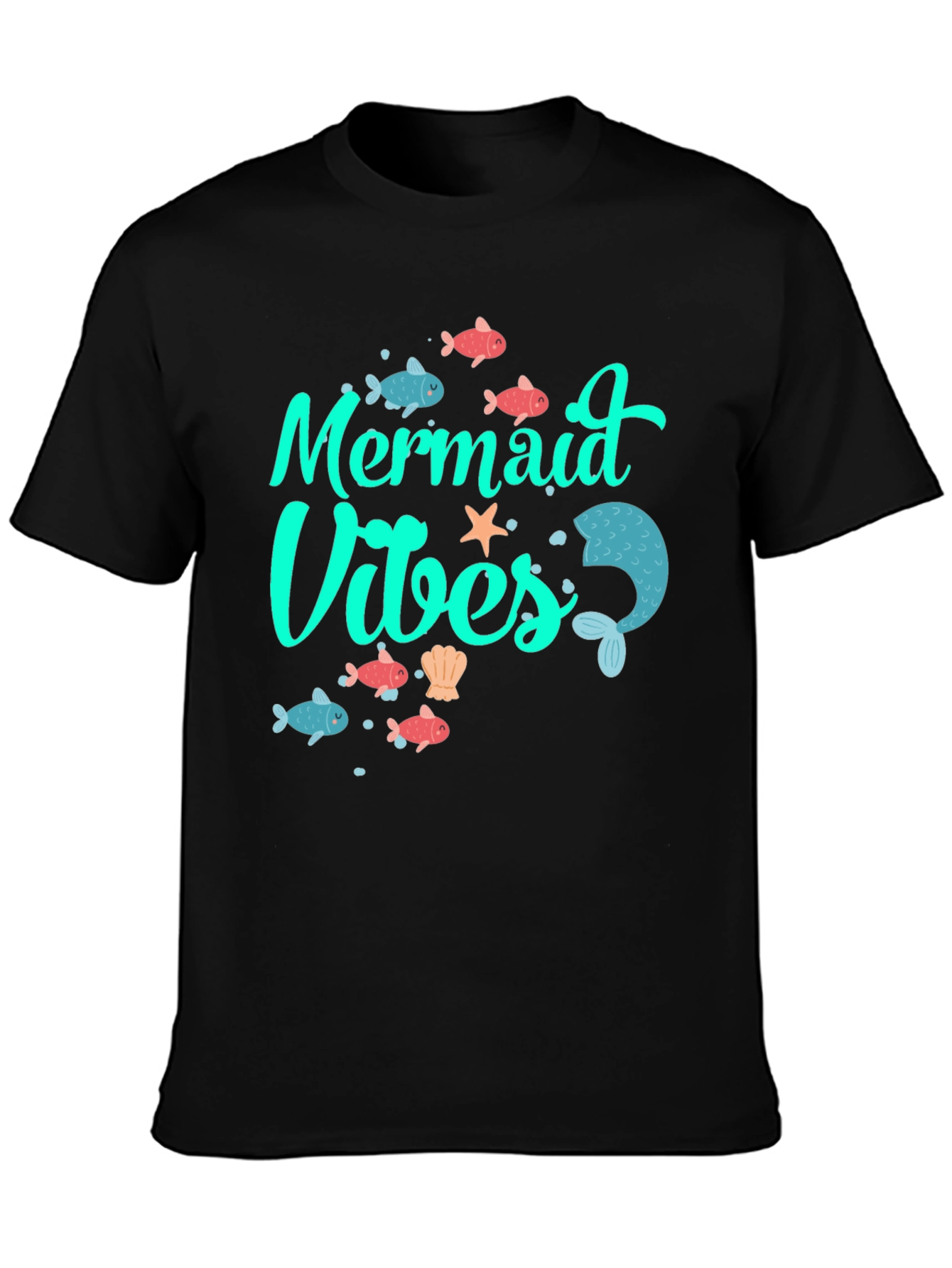 Mermaid Vibes Black Graphic Tee