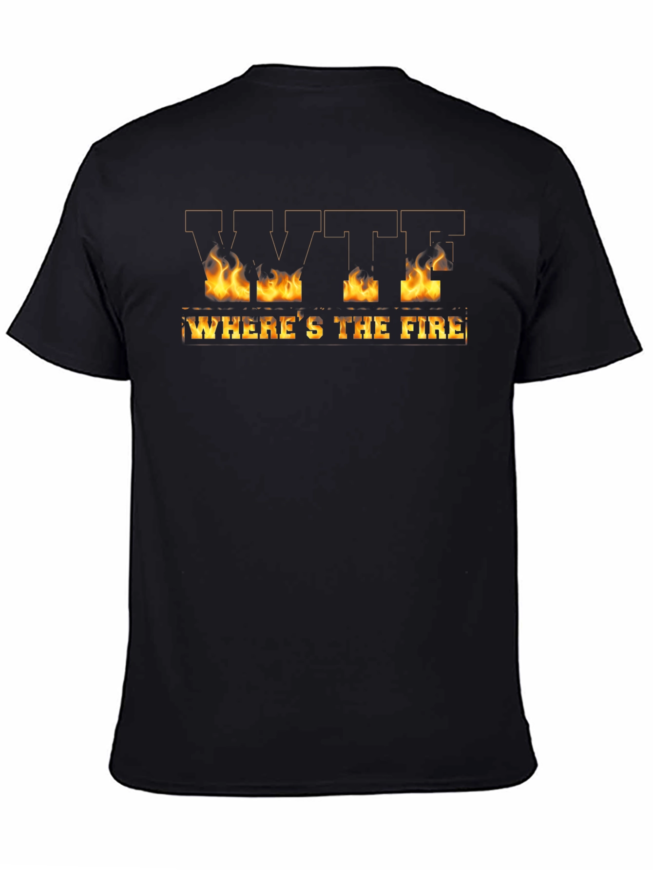 WTF Wheres the Fire Black Graphic T-Shirt