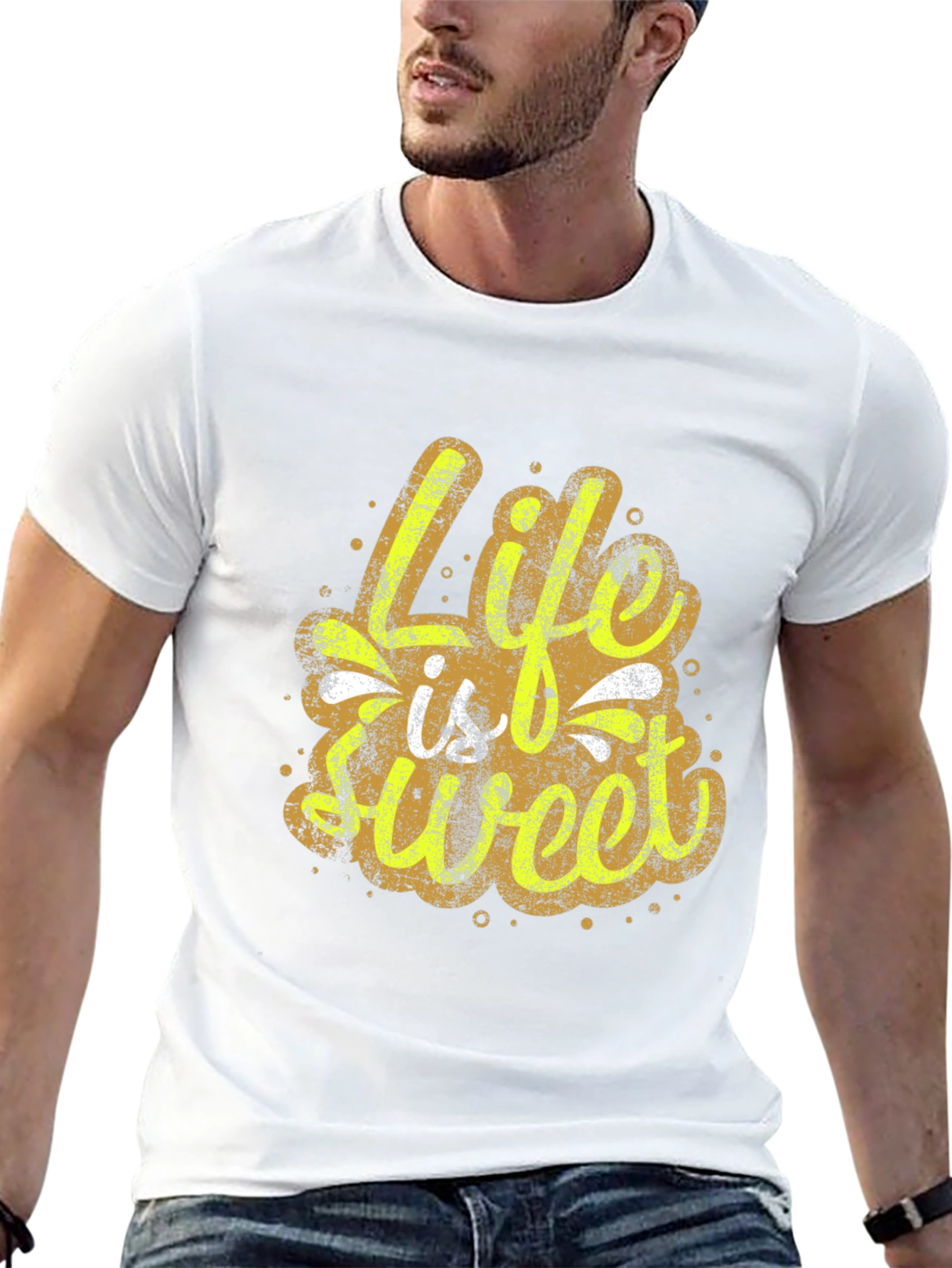 Life is Sweet Graphic Print Black T-Shirt