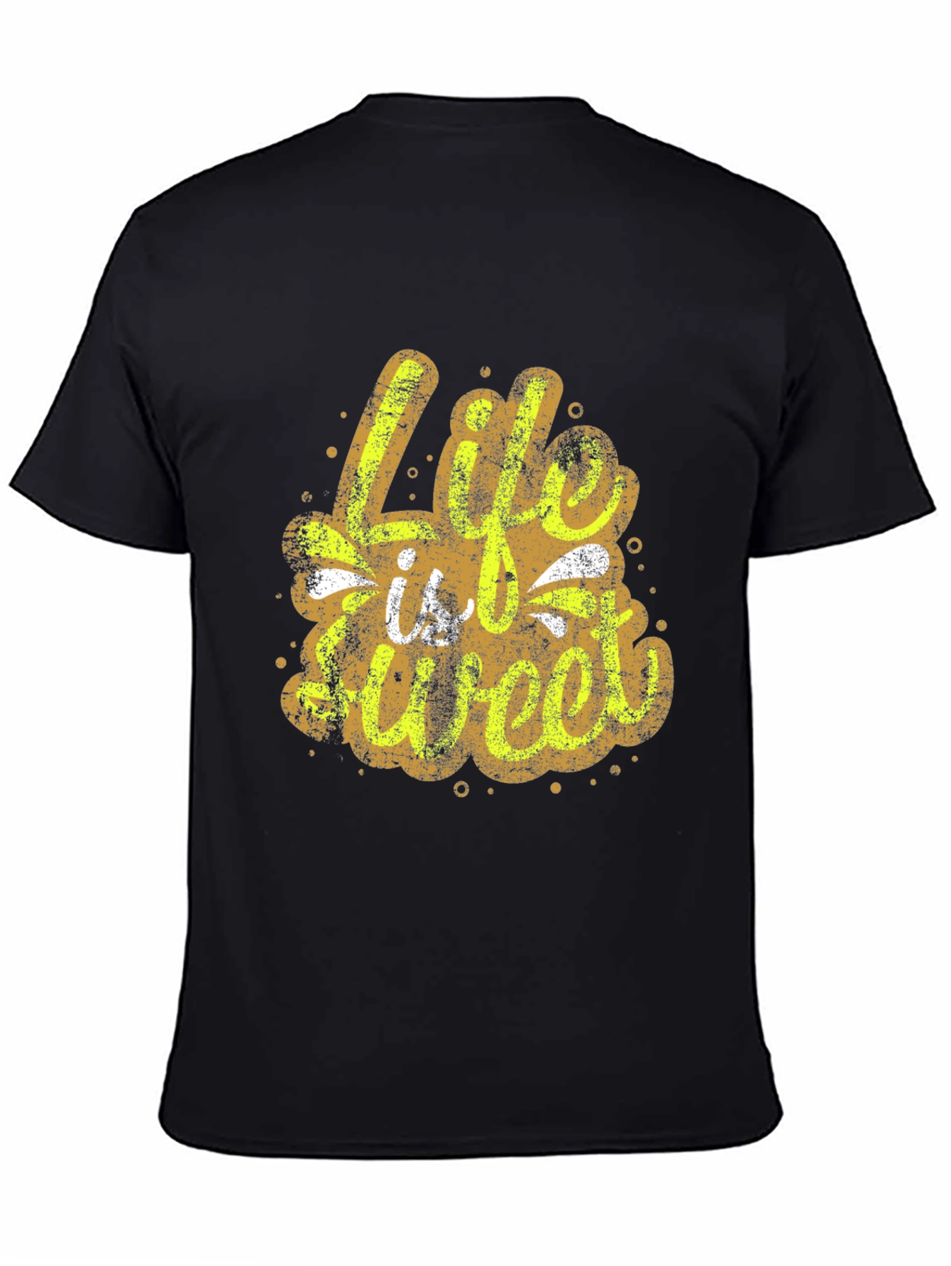 Life is Sweet Graphic Print Black T-Shirt