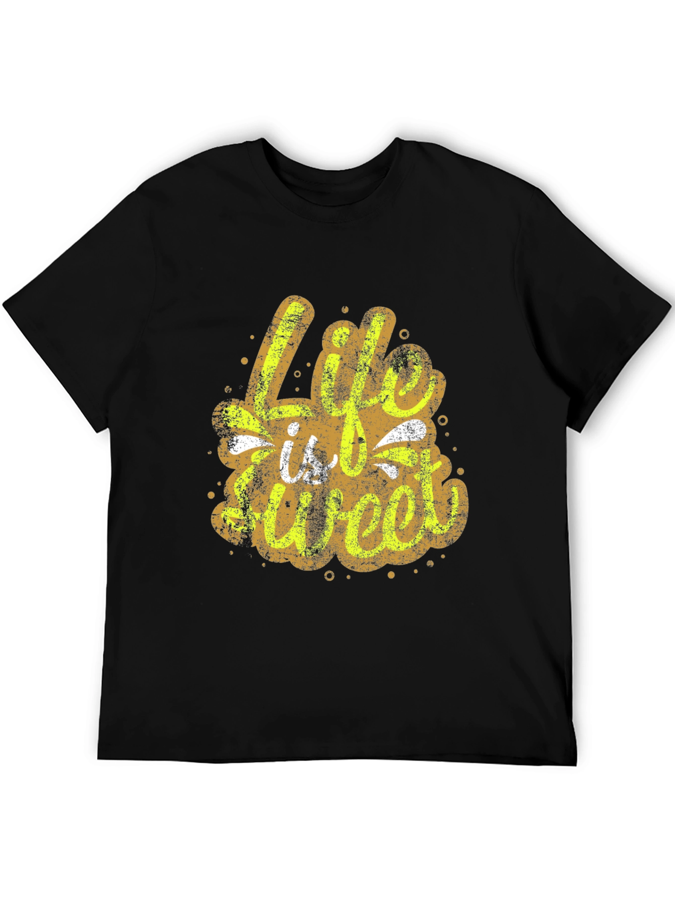 Life is Sweet Graphic Print Black T-Shirt