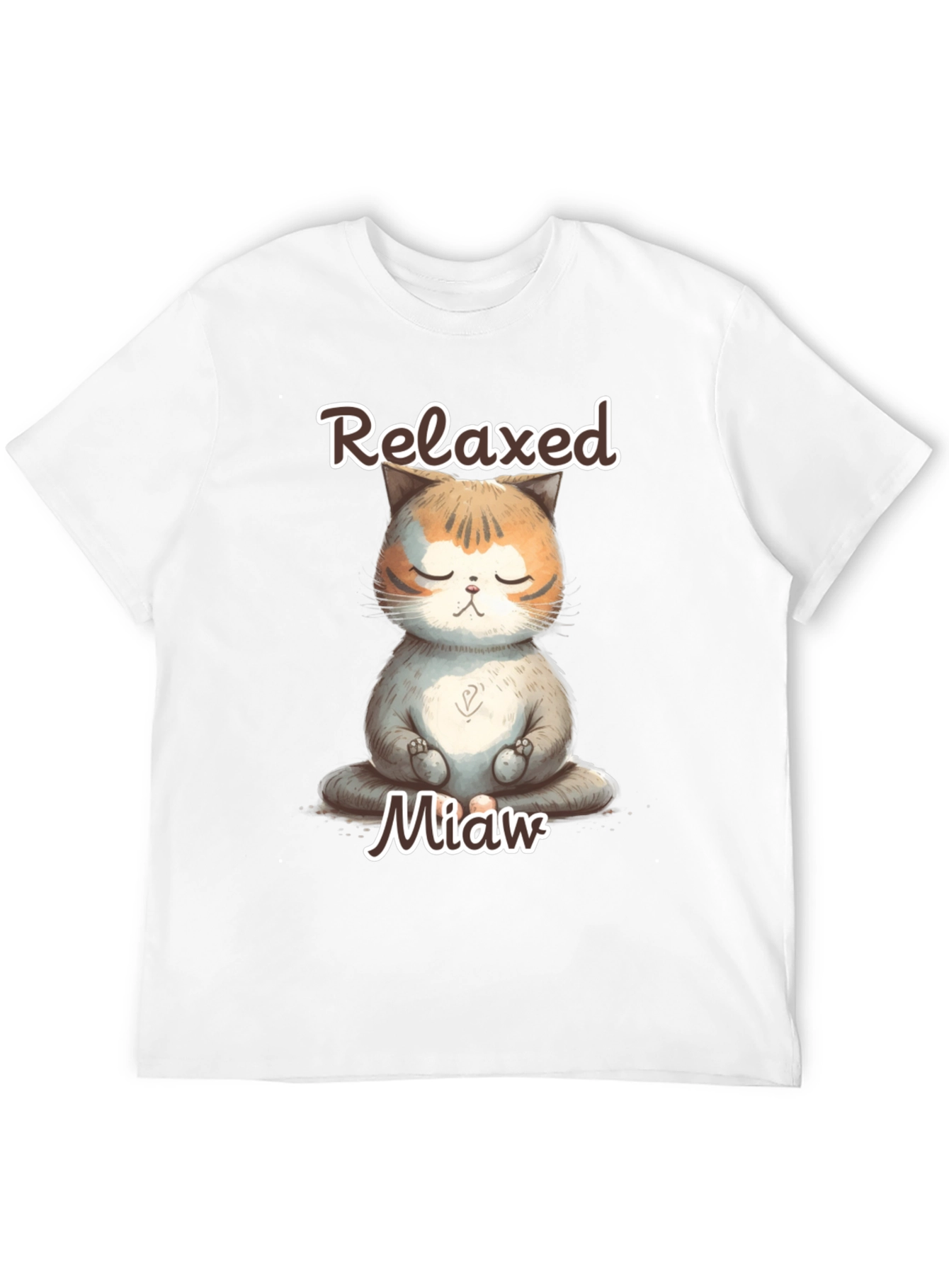 Relaxed Miaw Cat T-Shirt - Meditating Kitten Tee
