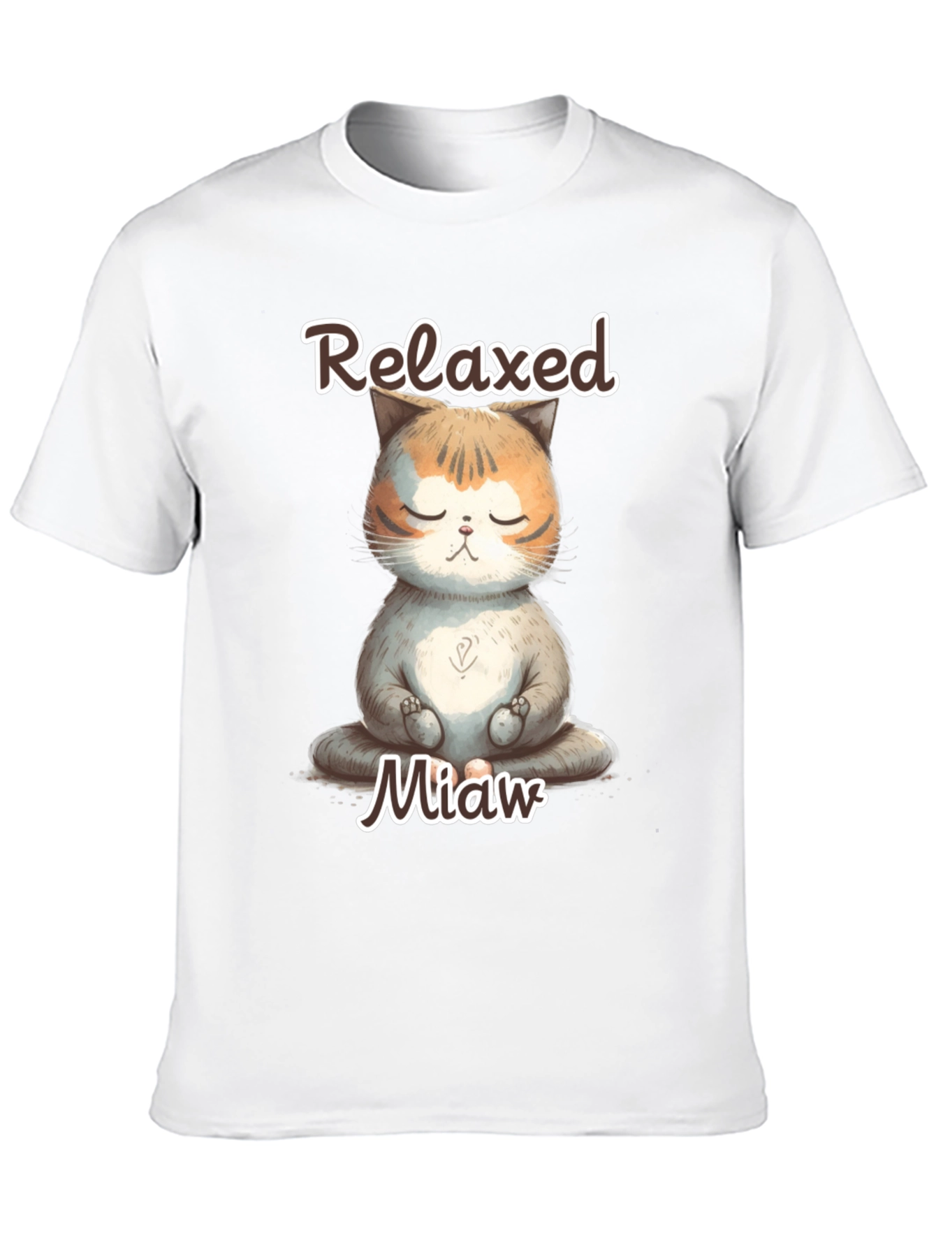 Relaxed Miaw Cat T-Shirt - Meditating Kitten Tee