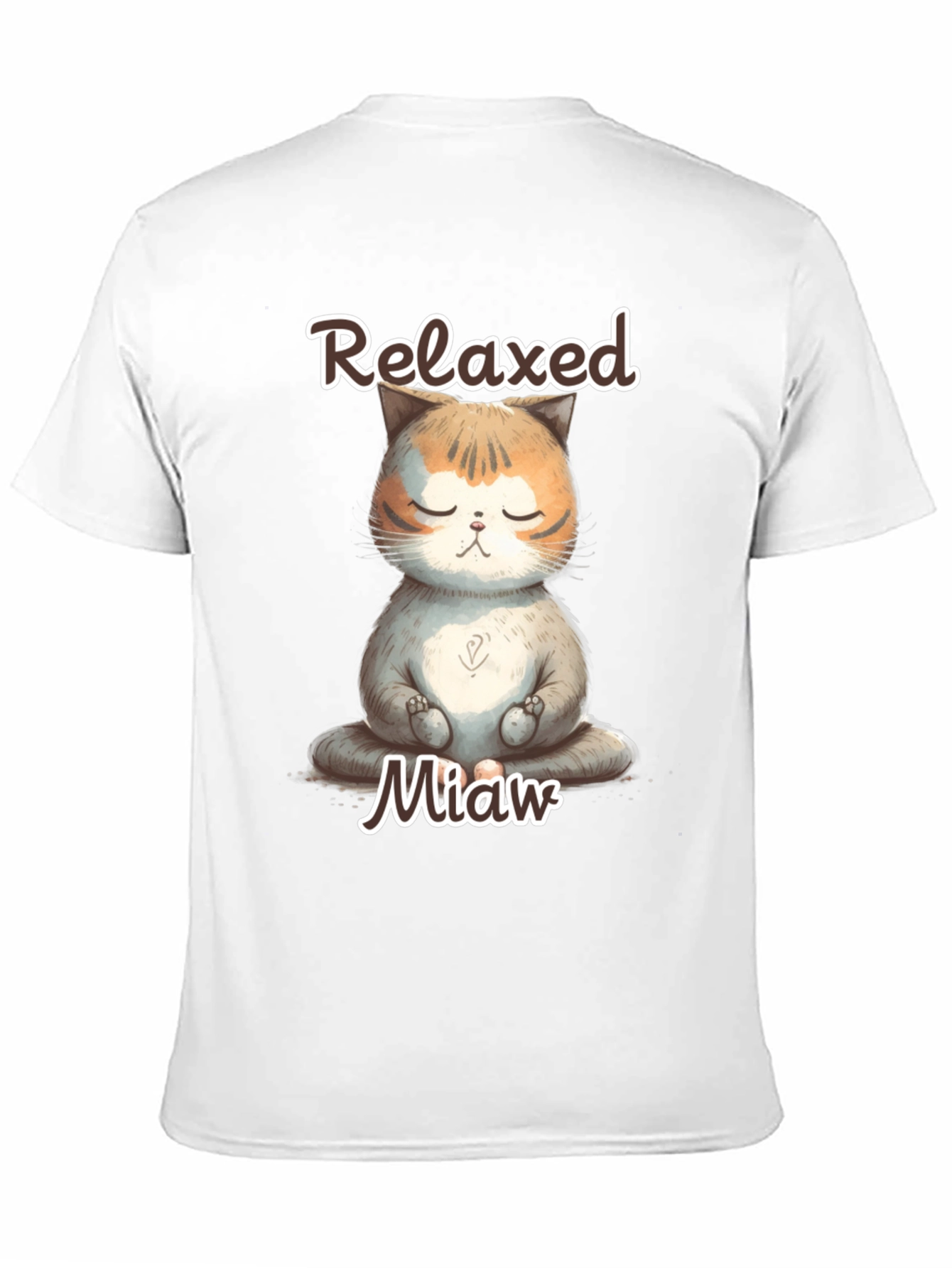 Relaxed Miaw Cat T-Shirt - Meditating Kitten Tee