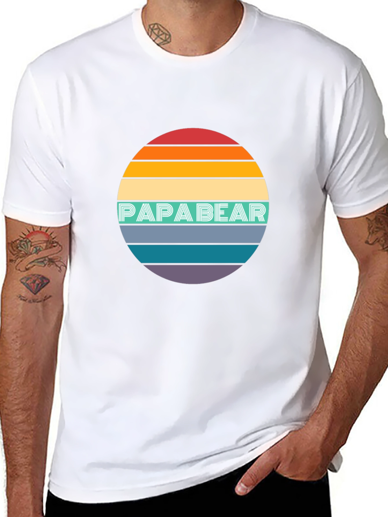 Papa Bear Retro Sunset T-Shirt