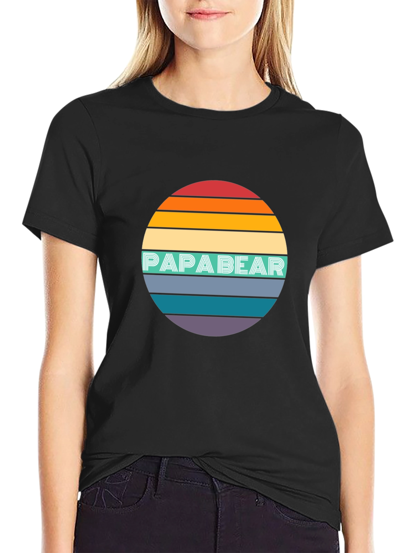 Papa Bear Retro Sunset T-Shirt