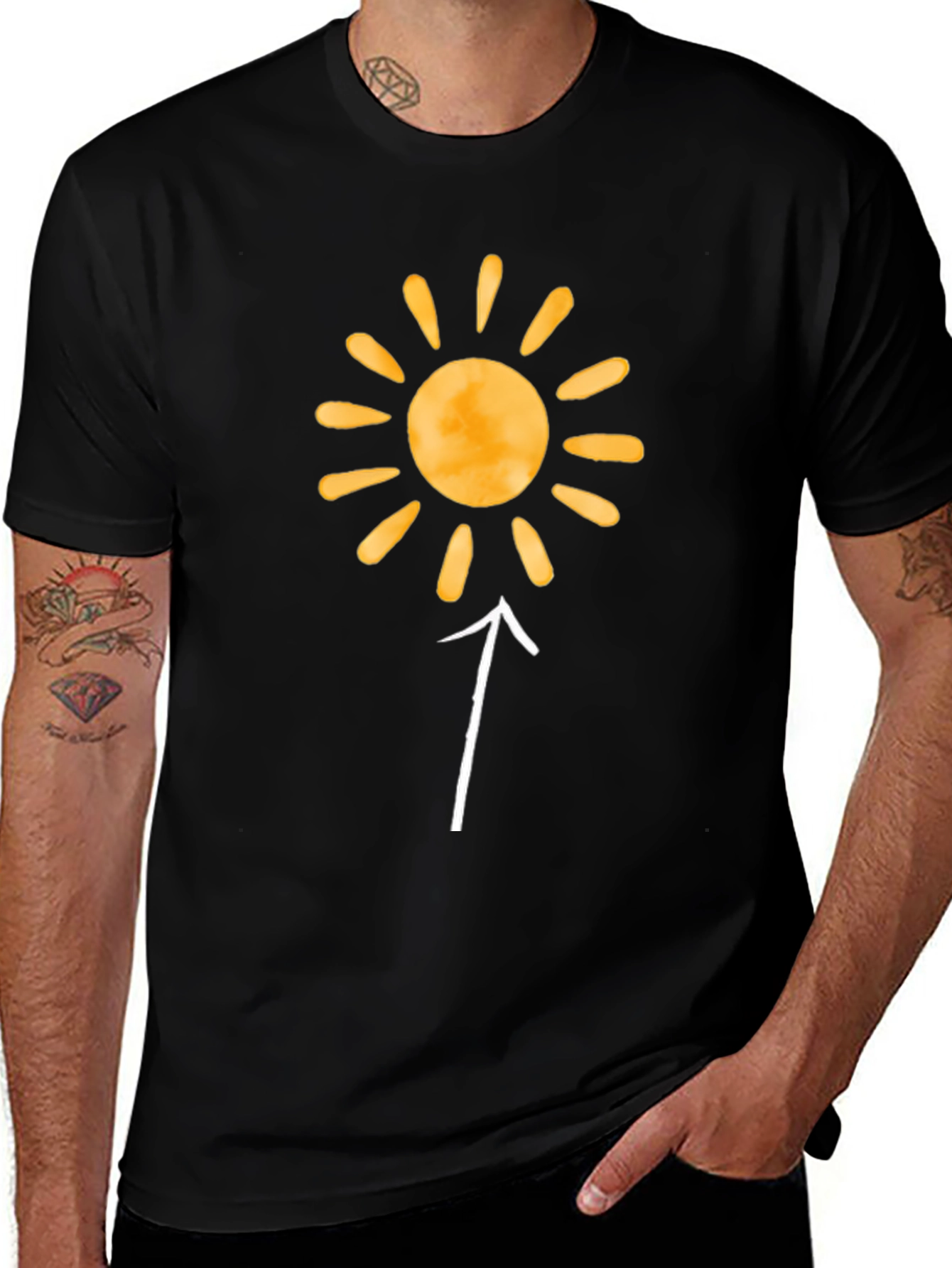 Sunshine Arrow Graphic Tee - Unisex Black T-Shirt