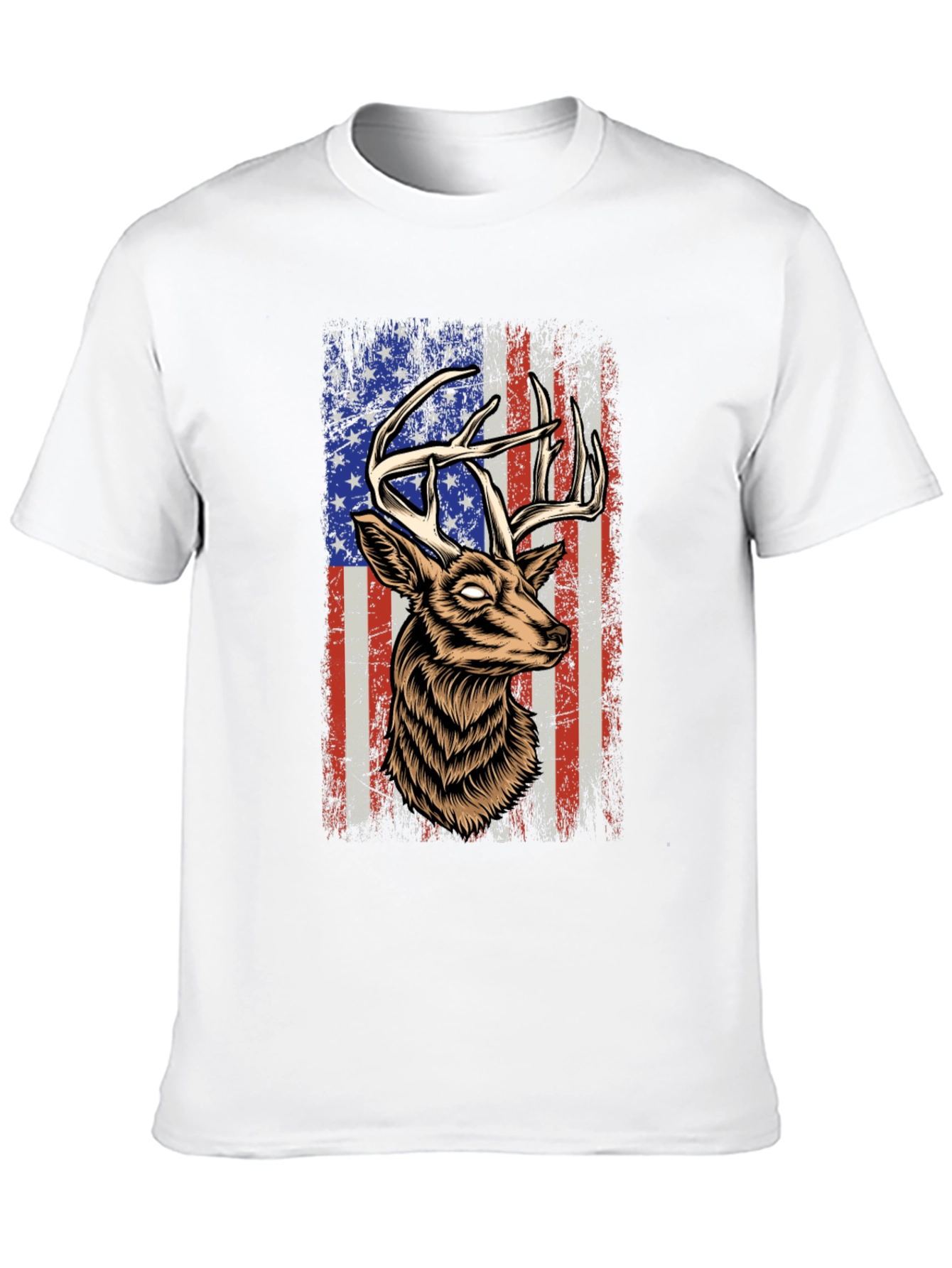 Deer USA Flag Graphic Tee - Patriotic Style