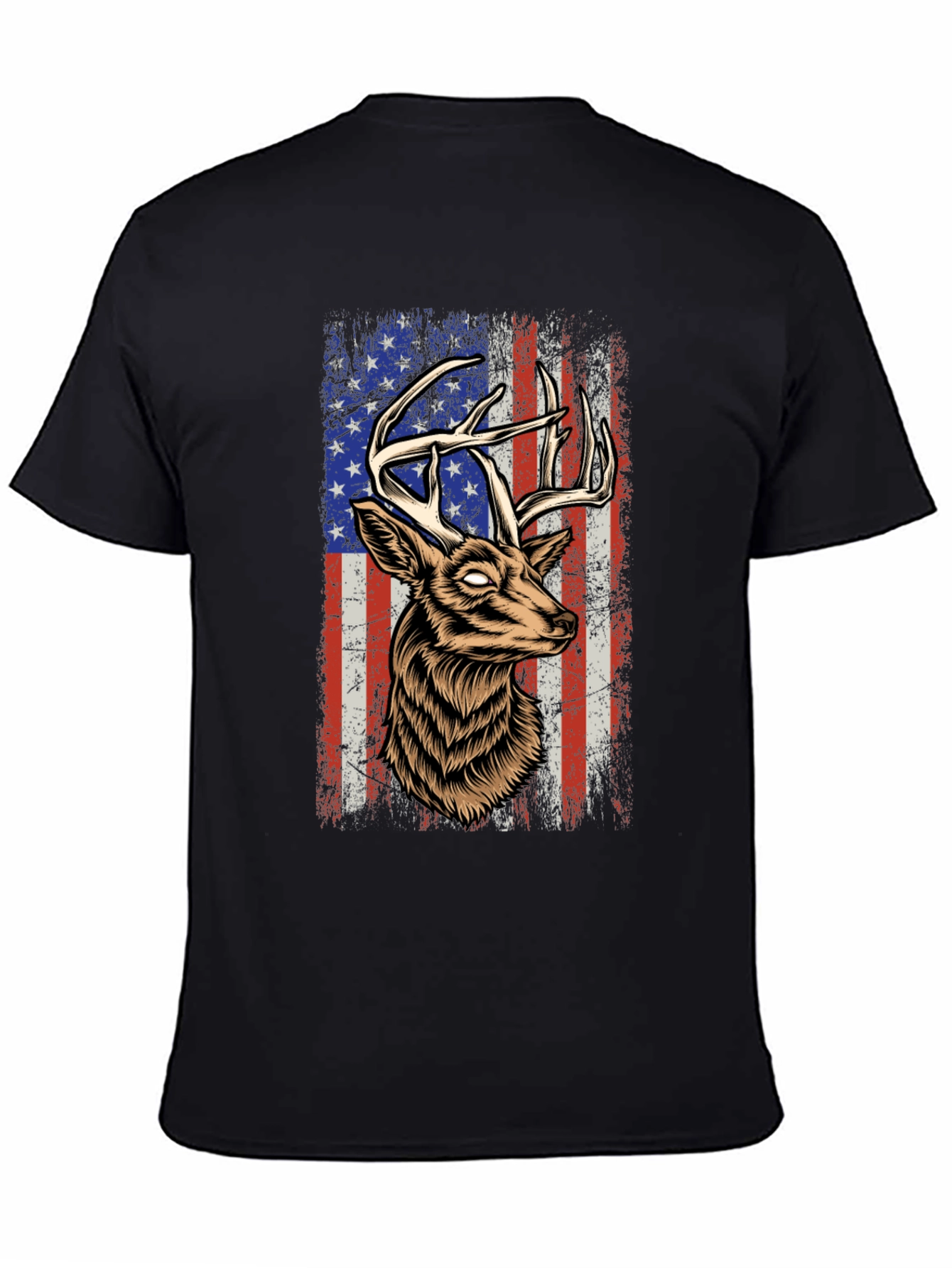 Deer USA Flag Graphic Tee - Patriotic Style