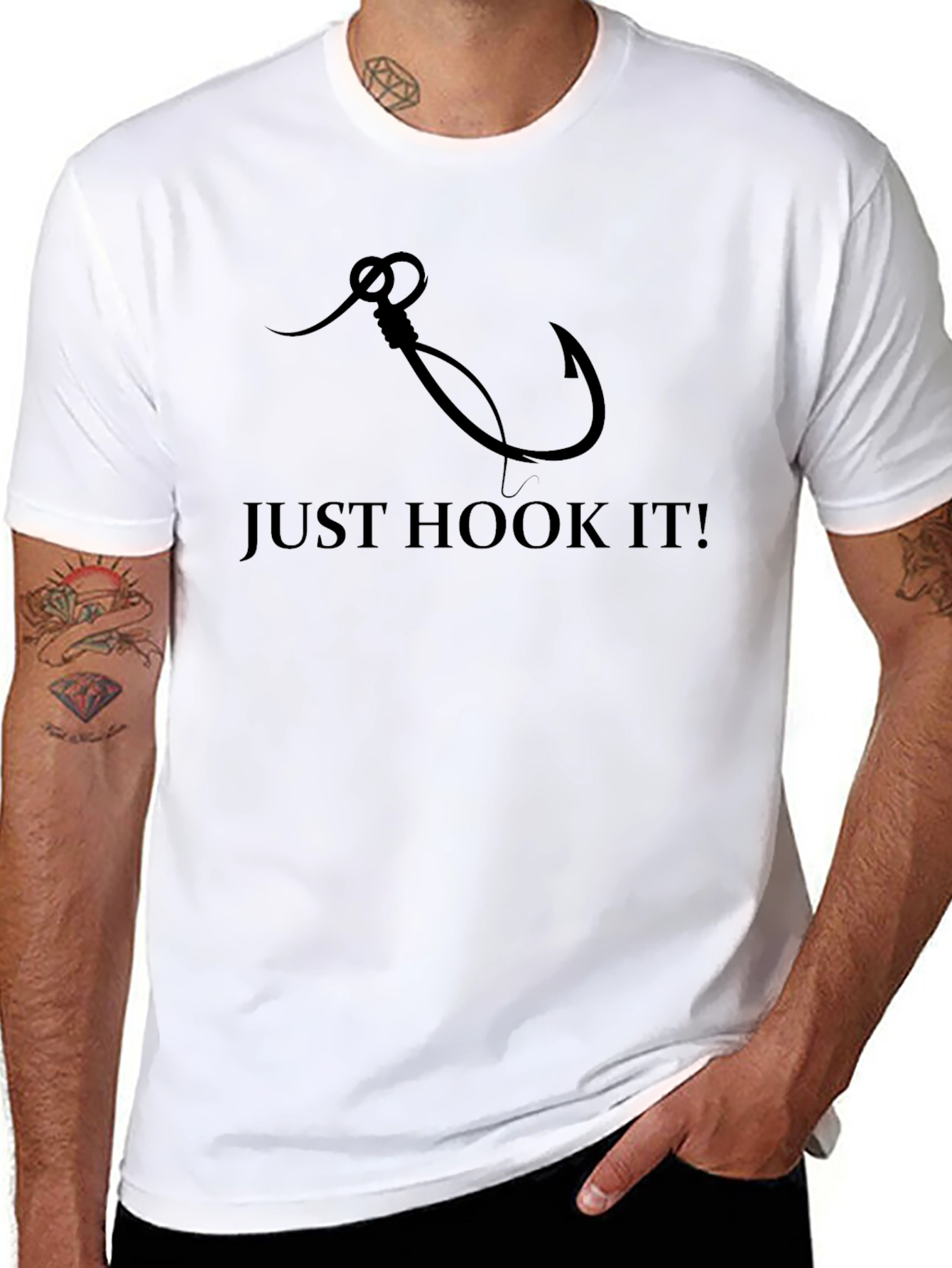Just Hook It! Black Fishing T-Shirt