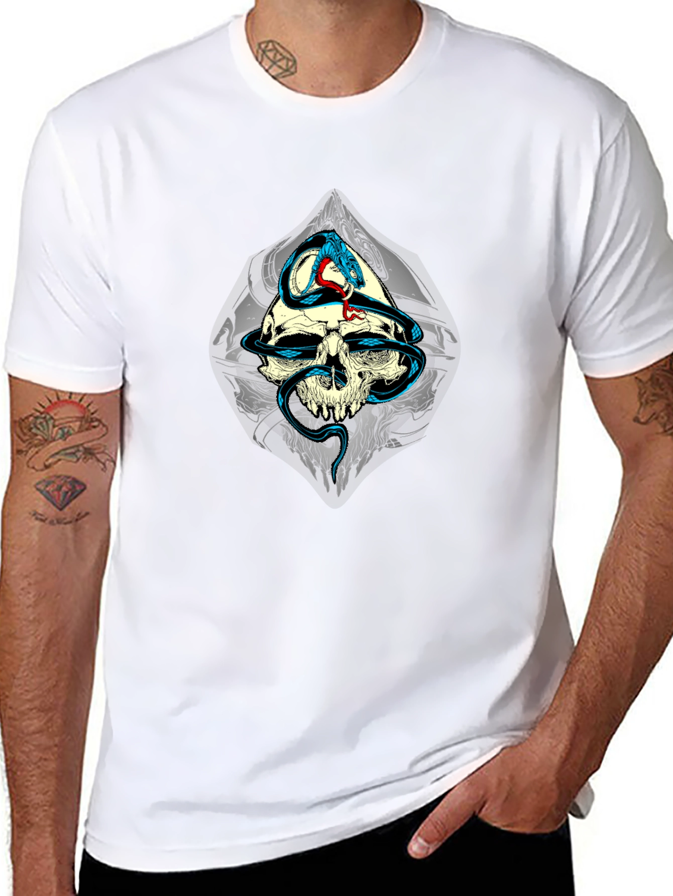Skull & Snake Graphic Black T-Shirt